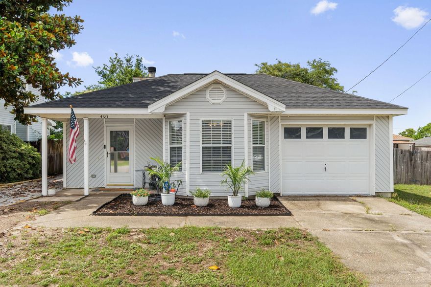 Welcome to 407 Apple Dr, a beautifully refreshed 3-bedroom, 2-bath home nestled in a great South Crestview location. Renovated in 2022 with a newer roof and HVAC, this home blends comfort, charm, and convenience. Inside, you'll find a welcoming living room with a cozy stone fireplace, a bright bay window dining nook, and a kitchen that shines with granite countertops and stainless steel appliances. The spacious primary suite is tucked at the back of the home for extra privacy and includes an en suite bath. Step outside to enjoy the fenced backyard with a fire pit, perfect for relaxing or entertaining. Fresh landscaping, an extended gravel drive, and thoughtful touches like blinds throughout make this one feel instantly like home.