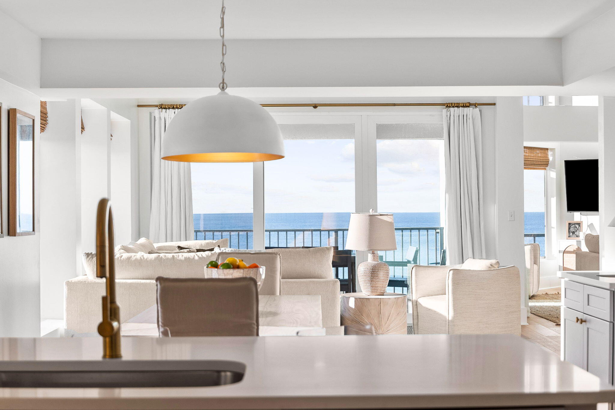 Recently updated Gulf front Penthouse in Tranquility on the Beach. Located on the East end of Highway 30A, this top floor, end unit residence offers stunning views of the water from a multitude of angles. All kitchen and baths have been recently updated and coupled with a brand new furnishings package. The open floor plan and high ceilings add to the breathtaking views found inside this condo. This unit features 3 bedrooms and 3 bathrooms. The master suite on the second floor boasts breathtaking Gulf views, a private balcony and luxurious ensuite bath. With an assigned parking space, a community pool, private beach access, and a gated entry, this property combines convenience with elegance. Immerse yourself in the beachside lifestyle, just a short stroll away from Rosemary Beach and Alys Beach. Whether you're seeking a perfect beach home or a savvy investment opportunity, this residence captures the essence of coastal living on the Emerald Coast. Tranquility HOA has recently underwent an extensive exterior renovation to include all new windows/doors, exterior siding/paint, and updated balconies/walkways/stairwells. The roof was just replaced the year before. All assessments have been paid in full by seller, providing a $200,000 value to the next owner!