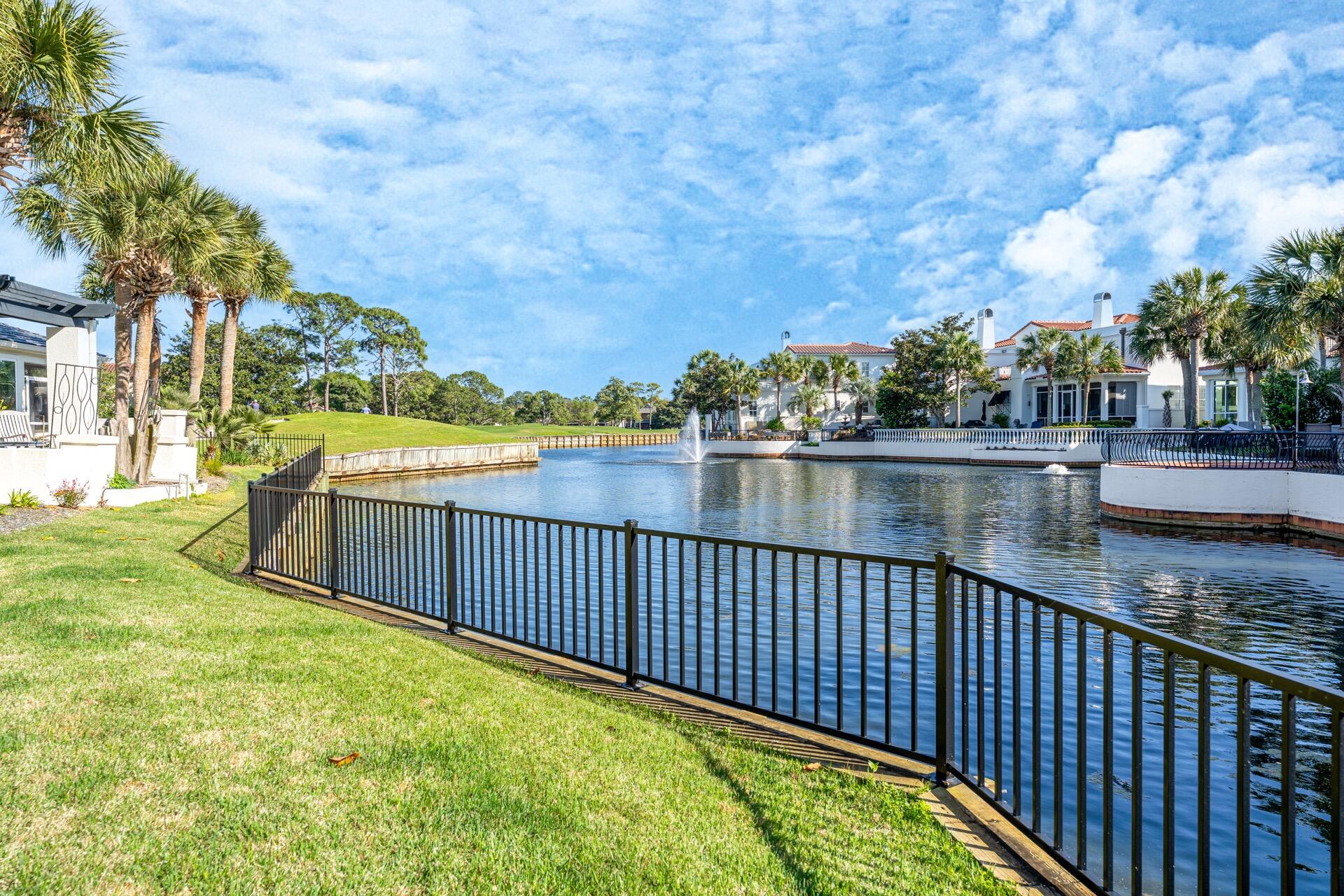 GREAT LOCATION, ONE STORY LEGEND CREEK HOME ON THE WATER AT SANDESTIN GOLF & BEACH RESORT. This Zero Lot Line Community of LEGEND CREEK is a Rental Restricted Neighborhood, Walking Distance to The Village of Baytowne Wharf, Marina, and Tennis Center. This One Level RENOVATED Open Floor Plan, Easy Living 3 Bedroom Home has a Fireplace, Updated Kitchen with Quartz Counters and an Added Sun Room. Private Master Suite has a Large Walk In Closet, Separate Shower & Tub, with Dual Vanities. Vey Nice Gated Front Courtyard greets you as you Approach the Front Door 2 Car Attached Garage with Custom Built In Storage Cabinets. New Sea Wall was just Replaced and a Beautiful backyard overlooking a Lake and Fountain. Home Sold Furnished with Golf Cart IncludedNEW ROOF, HVAC, & HOT WATER TANK.