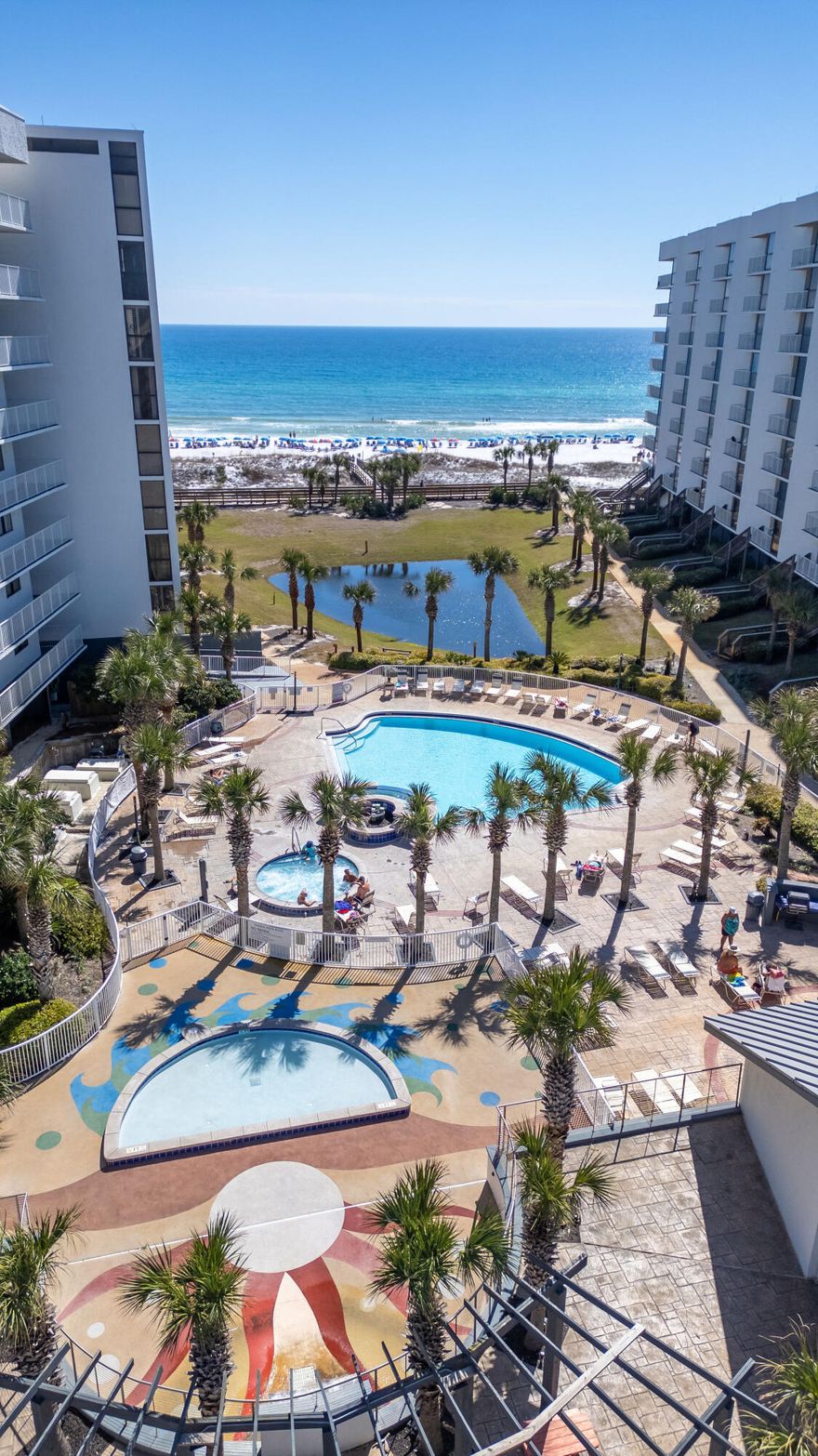 This is your opportunity to own a 3 BR/3BA 1,462 sq.ft. fully furnished condo at Mainsail.  Steps to the beach this gem features tile floors & crown molding throughout.  As you walk into the main area the kitchen features solid surface countertops, stainless sink, and white appliances.  The open floor plan makes for a great entertaining,  perfect for a full time residence or investment property.  The magnificent views of the Gulf of America are perfect to sip your coffee in the mornings or just to relax in the evenings.  Mainsail amenities include 2 community pools, hot tub, tennis courts, arcade, basketball, gym, 24 hour gated security, and 700 ft of deeded beach & more.  Near shopping, dining, and entertainment!  Come to see what Mainsail has to offer!