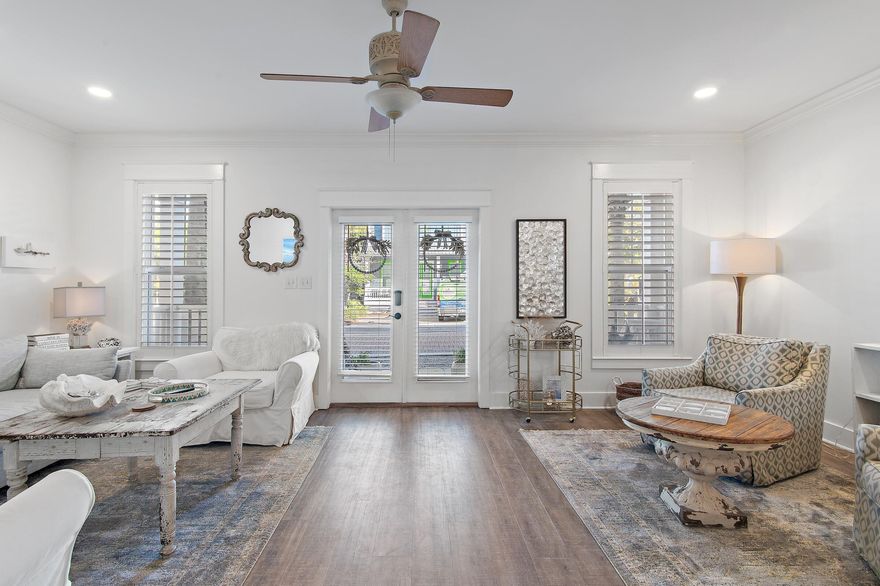 OPEN HOUSE! Saturday, 5/10 from 11am-2pm. Welcome to your dream coastal retreat in the heart of Seacrest Beach, perfectly situated between Rosemary Beach and Alys Beach along the iconic 30A corridor. This stunning home has been fully renovated and professionally designed for modern luxury living, featuring a brand-new kitchen with quartz countertops, a white-and-gold hexagon tile backsplash, and gold-tone accents on the farmhouse sink and hardware. The open-concept great room, adorned with stylish furnishings, modern lighting, and luxurious coastal decor, offers the perfect space for entertaining or relaxing. Freshly painted inside and out, the home also boasts all-new flooring, updated bathrooms, and thoughtfully curated details throughout. The main level features a generously sized guest suite, offering convenient single-level living. Head up the newly finished stairs to the second floor, where you'll find the serene primary suite with a king bed, cozy sitting area, and spa-like ensuite bathroom complete with a soaking tub, walk-in shower, double quartz vanities, and a makeup station. Upstairs, a guest bedroom and playful bunk room share a refreshed Jack-and-Jill bathroom, while the massive (24 ft) balcony provides a tranquil spot to unwind and enjoy the lively surroundings. The exterior is equally impressive with covered porches on both levels, a rare covered carport, and a private rear terrace perfect for grilling, bike storage, or relaxing on a shaded swing. Seacrest Beach residents enjoy world-class amenities, including a 12,000-square-foot resort-style pool, scenic walking trails, community parks, and a tram service to a private stretch of white sandy beach. Offered fully furnished and ready for immediate enjoyment, this property is ideal as a primary residence, vacation home, or income-generating rental. Don't miss this incredible opportunity to own this beautifully designed and perfectly located coastal retreat.