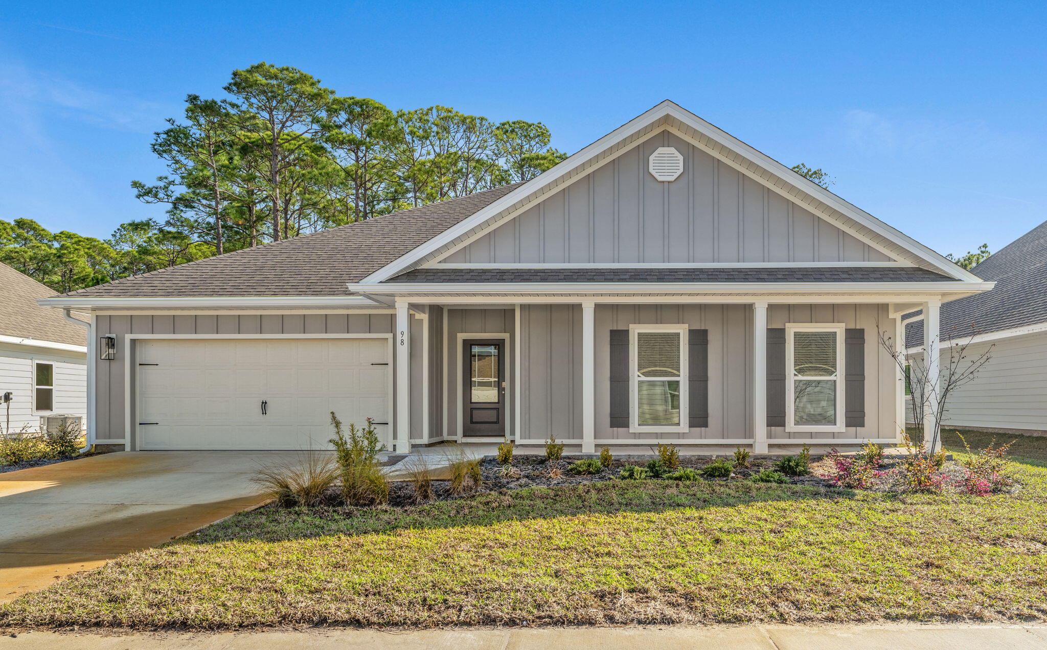 98 Galley Lane is a brand new 4/2.5 home tucked away in a bayside community off of Goldsby Rd. This home offers a large, back yard with covered patio. Three bedrooms share one hall full bath completely separate from the master suite. You will have plenty of room to visit with family and friends in this large, open living space with kitchen included. Standout features of this home include a large center island farmhouse sink, tiled master shower with separate large soaking tub, LVP flooring throughout, quartz countertops, stainless appliances. and more! A Rental Application Fee of $70 for each applicant will be collected to initiate a screening and criminal background check as part of the application evaluation process.Beach Sunsets Inc charges a Resident fee of $25 per month payable wit rent. This charge is designed to provide convenience and professional service to each tenant(s). Pet Security Deposits are $500 PER PET and refundable if there is no damage at lease end. Pet Rent is $25 PER PET per month. At lease execution, security deposit(s), pet security deposit(s), and any lease required prepaid rent are due and payable. Your first rent payment is made the day you move in and due the 1st to 5th of each month thereafter.