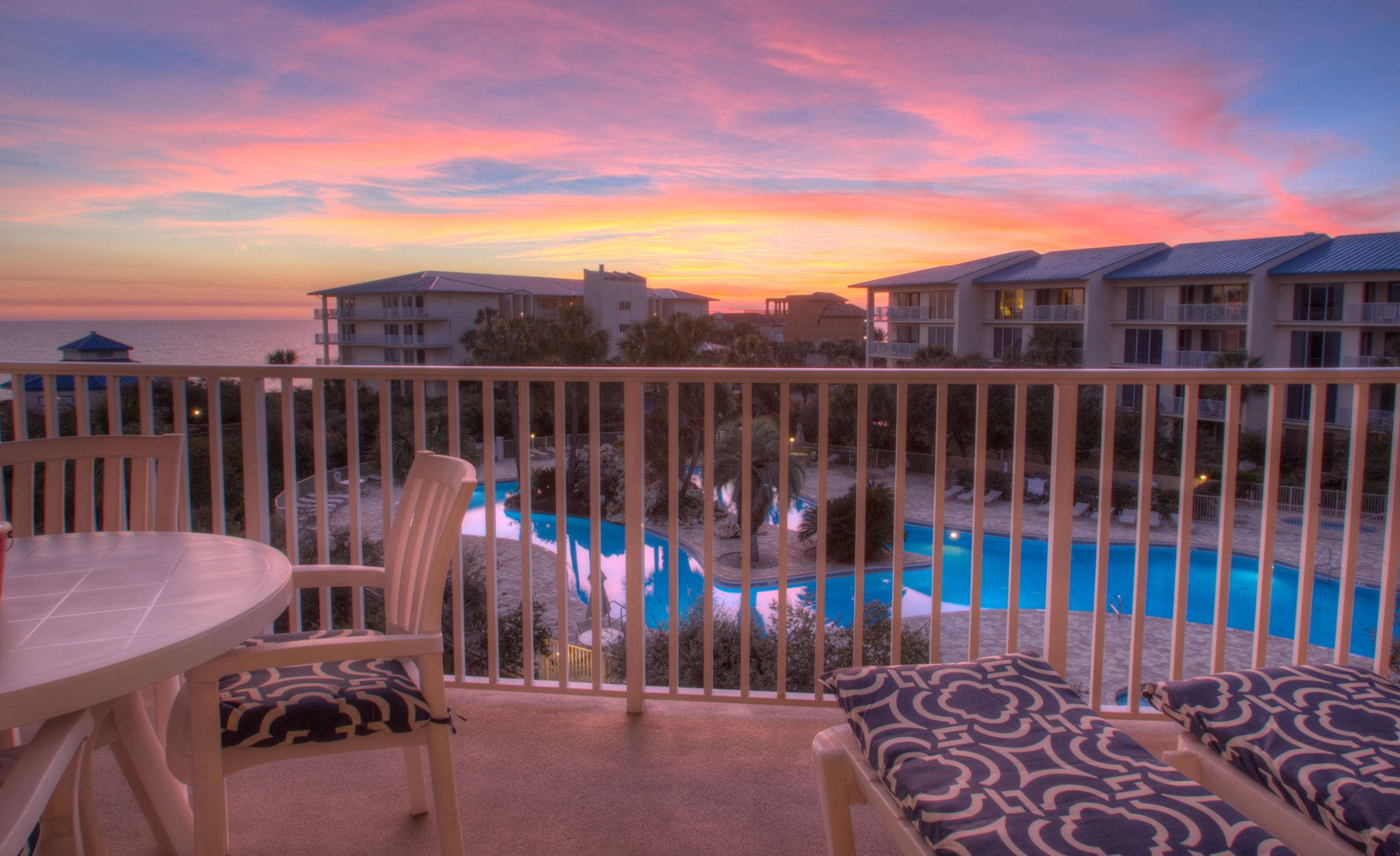 Nestled between the iconic communities of Rosemary Beach and Alys Beach on the coveted east end of Scenic Hwy 30-A, High Pointe's tropical setting is a perfect beach getaway. The resort features a 6500sf lagoon pool with six cascading waterfalls and a pool side hot tub, as well as a children's playground, lighted tennis court and shuffleboard court. Crabby Steve's Gulf Front Bar and Grill is on site, offering beach front dining and drinks.This recently remodeled top floor 2 bedroom 2 bath condominium home offers stunning views of the Gulf of Mexico, and overlooks the lagoon pool. Tastefully decorated and appointed, it has all of the amenities to make it a comfortable home away from home. This property is offered fully furnished, just bring your flip-flops!