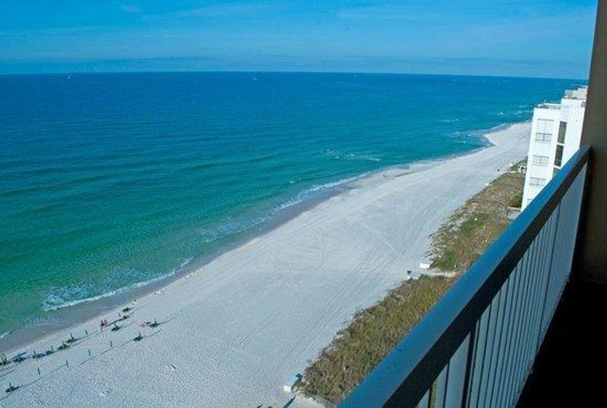 You can't beat the views from this unit! Kitchen has shaker cabinets, new stainless steel appliances last year, built-in bunks, tiled balcony, new beige sofa in living room, new area rug, and is tiled throughout. Seller is offering a credit for granite. See remarks section. Call me to show.