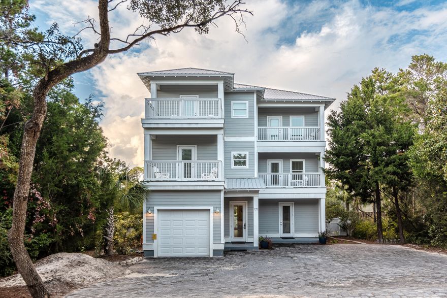 Exceptional investment opportunity located in the heart of Old Seagrove. Adjacent to Seaside, and just 2 blocks from the beach, Old Seagrove epitomizes an old Florida feel with it's mature trees and blending of old and new. Seabatical is a rental machine, with projections over $290,000. This home sleeps 28 and is well equipped with 9 bedrooms (each with private bath), open floor plan kitchen/dining/living, large private pool, huge backyard area, and plenty of parking. Enjoy grilling on the outdoor porch overlooking the massive backyard with multiple lounging areas/dining tables. The layout provides a little something for everyone with multiple master suites, including one on the main level, and plenty of bunks. Porches on every level and a garage round out the functionality of this home.