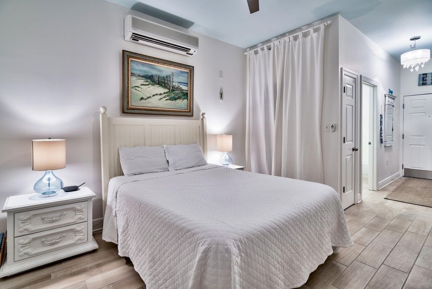 NEW PRICING! Ready to own a piece of paradise along the gorgeous beaches of South Walton? This beautifully decorated studio is perfectly sized for rest and relaxation after a fun day of shopping, dining and strolling along the beach! It's ideal location between highly desirable Alys and Rosemary Beach is simply perfect for all the extra activities and events you can anticipate along Hwy 30A. The covered interior entry keeps you out of the elements, and wood-look tile floors make for easy cleanup from sandy feet and wet bathing suits. The renovated kitchen provides a full-sized fridge, dishwasher, and microwave. The sleeping area has room for seating for two and a queen bed and plenty of storage space. A rare find at this price which won't leave you condo poor.