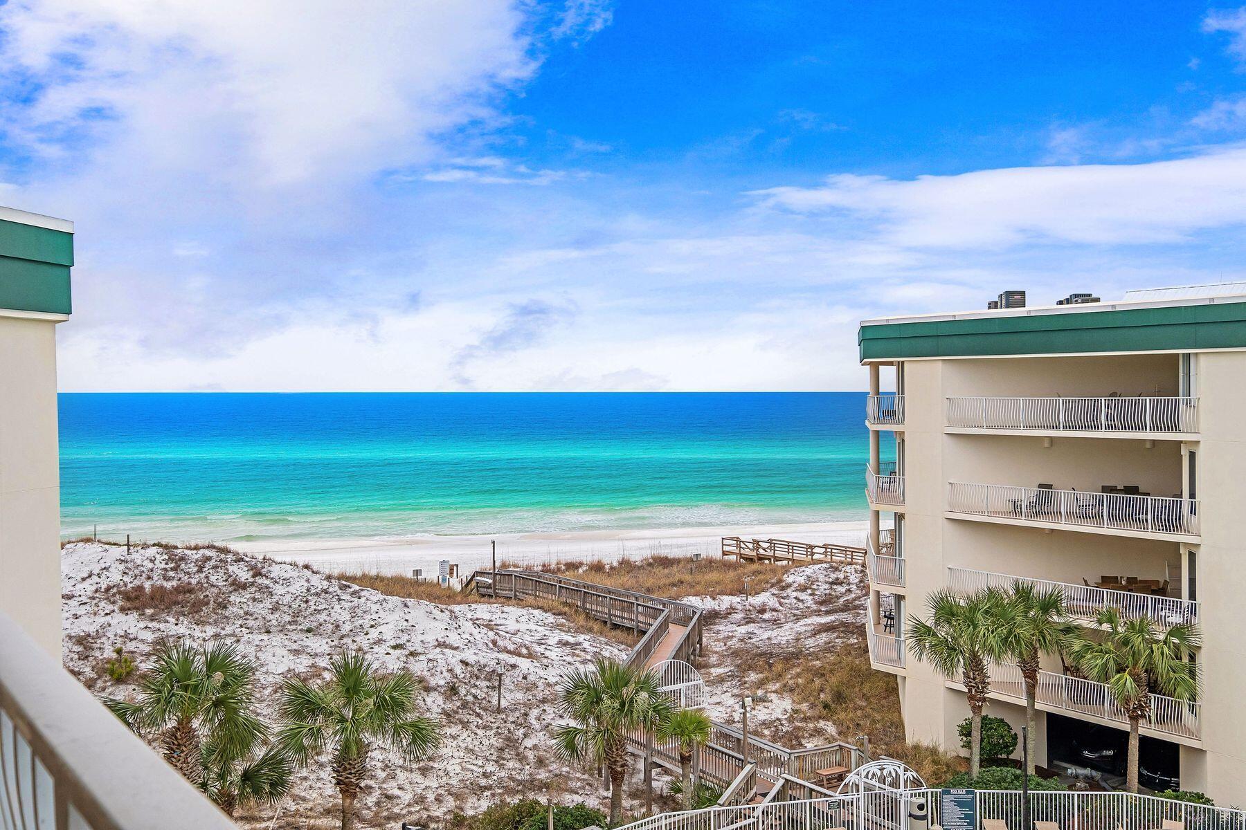 Discover coastal living at its finest in Dunes of Seagrove, where this two-bedroom gem offers a rare combination of elegance and comfort. The gulf-front complex, complete with deeded and gated beach access, sets the stage for this exquisite property. As you step inside, gulf views captivate from the master bedroom, kitchen and living room, each thoughtfully designed to maximize the serene beachfront ambiance. The living and master bedroom both open onto a spacious balcony, perfect for savoring the ocean breeze and stunning vistas. The interior boasts an additional bunk room space, granite countertops in both the kitchen and bathrooms, complemented by tasteful coastal decor that echoes the beauty of the surrounding seascape. Recent updates include the addition of granite countertops that enhance the space's sophistication and all new appliances installed in February 2023. Residents enjoy access to a suite of amenities, including two pools, a fitness center, sauna, steam room, and tennis courts, ensuring a lifestyle of leisure and luxury. Ideal for investors or those seeking a second home, this property offers an exceptional opportunity to own a slice of paradise at a great price. The Dunes of Seagrove presents not just a home, but a retreat into a world of tranquil beachfront living.