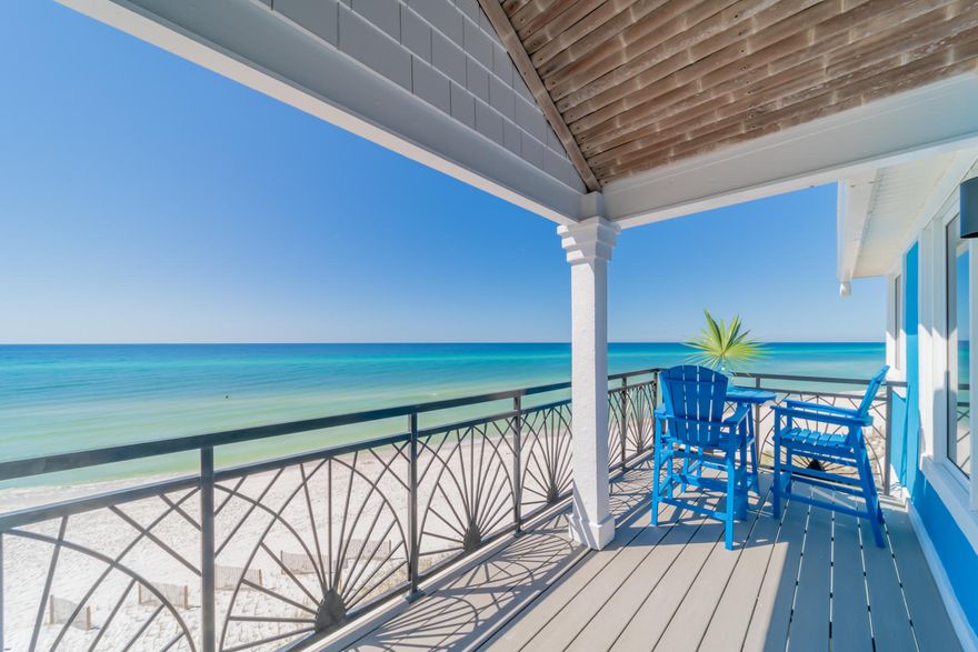 Our Blue Bonnet is a beautiful Gulf front home with unparalleled water views at this price point!  Enjoy the breathtaking panoramic views from this 3 story Gulf Front home.  The open living area has floor to ceiling windows and doors with 180 degrees of the Gulf of Mexico.  Located in Inlet Beach, you can walk or bike to the many restaurants, shops and all that 30A has to offer. Schedule your appointment today!