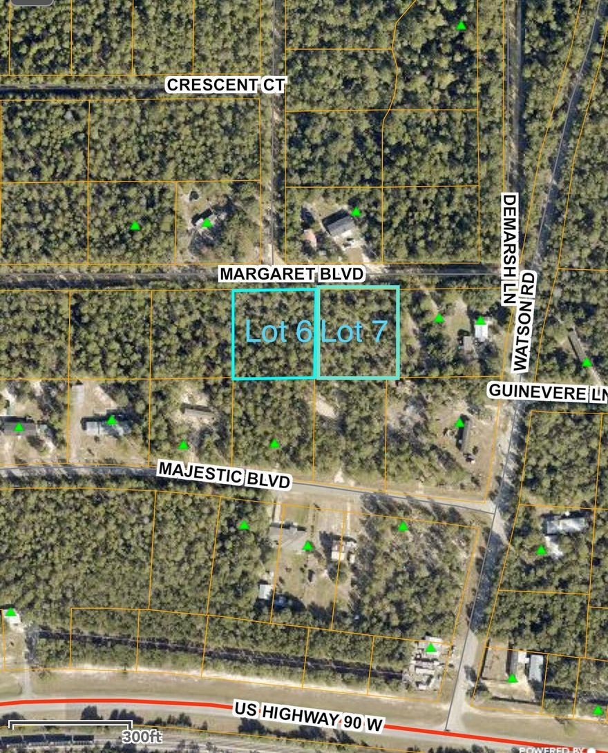 Nearly 2-acre wooded lot in Mossy Head. Lot 6 & 7  are both ideal for a site built or manufactured home. Located on peaceful Margaret Blvd with electricity and public water available at the road. Enjoy privacy and nature while being just 15 minutes from local shopping and dining, and 30 to 45 minutes from surrounding cities. The adjacent 0.98-acre lot is also for sale purchase one or both for added space and opportunity. Great investment in a growing area