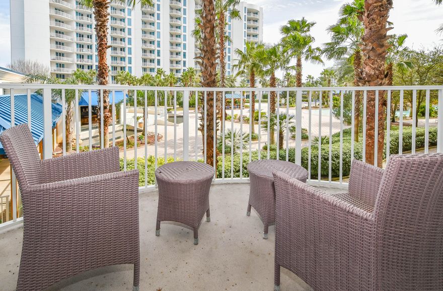 This 2nd floor, junior two-bedroom condo offers views overlooking the pool area. It has an open concept living and dining area, as well as an expansive and inviting balcony just perfect for taking in the serenity of the pool. Enjoy the many onsite amenities, including a lushly landscaped pool area boasting Destin's largest lagoon pool with waterfall features, a kiddie pool, hot tub, and splash pad, as well as a playground, fitness center, and tennis and basketball courts. Want your toes in the sand? The resort offers complimentary shuttle service to the beach for you to enjoy Destin's world famous sugar-white sand and emerald-colored water beaches. Shuttle service takes you to the June White Decker Public Beach access which is just minutes away.