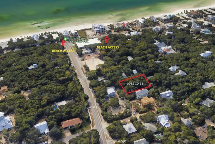 Prime Old Seagrove Vacant Lot. Only one block from Highway 30A and the beach access. Seagrove has public beaches and access goes straight to the public beaches to enjoy. this lot has beautiful Oaks and Magnolias so unique to lots in Seagrove. This is a lot and a half, so plenty of room for building a large home, maybe even go high enough for a gulf view. No HOA fees, close to restaurants and walking and biking along 30A.