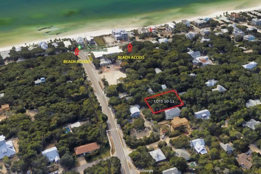 Prime Old Seagrove Vacant Lot. Only one block from Highway 30A and the beach access. Seagrove has public beaches and access goes straight to the public beaches to enjoy. this lot has beautiful Oaks and Magnolias so unique to lots in Seagrove. This is a lot and a half, so plenty of room for building a large home, maybe even go high enough for a gulf view. No HOA fees, close to restaurants and walking and biking along 30A.