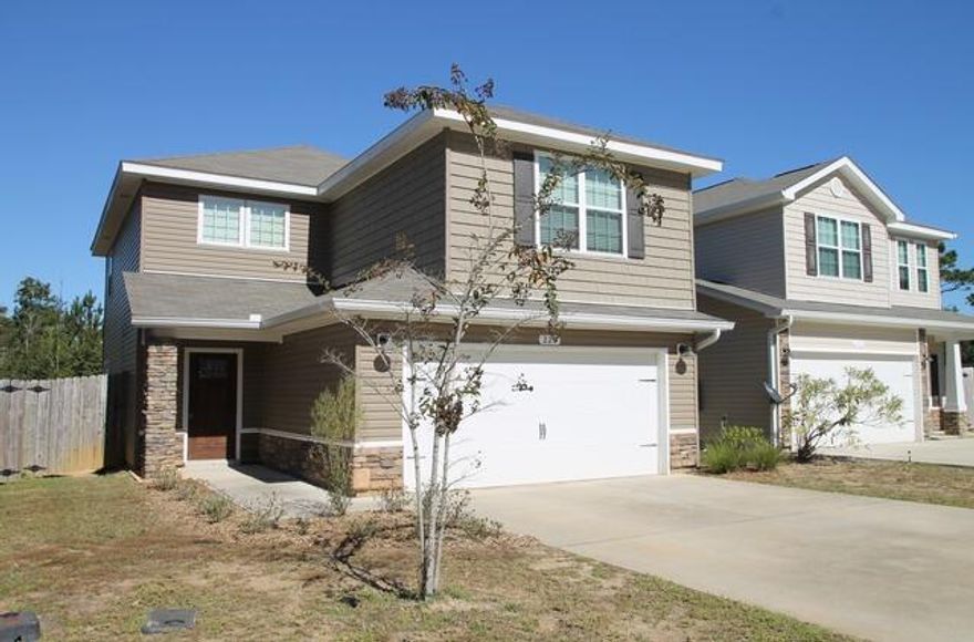 Great location in central Crestivew. Large living room is open to kitchen with breakfast bar, pantry, built-in microwave, smooth top range, dishwasher, and very nice refrigerator. Dining area adjoins the kitchen and there is also seating at the breakfast bar. Tile flooring in the downstairs powder room and both upstairs bathrooms. Beautiful wood flooring in the Foyer, family room, dining room and the kitchen. Carpeting in the remaining areas. Upstairs are all three bedrooms. There is a laundry closet,  Master suite features dual vanities, garden tub, separate shower, and walk-in closet. Two-car garage. with auto remote opener. Privacy fenced back yard. The HOA mows all of the lawns so you won't have to!!! Washer and dryer remain and are believed to be working but are offered ''as is''.