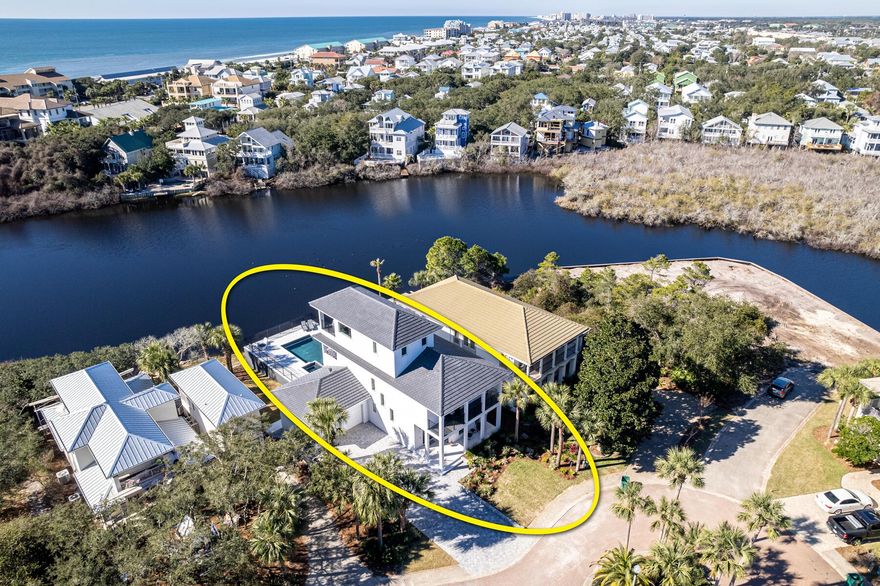 MUST SEE, OUTSTANDING QUALITY, COMPLETELY RENOVATED INSIDE & OUT, FURNISHED, TURN-KEY LISTING WITH VIEWS OF THE GULF! Extraordinary renovation with discerning attention to every detail across the street from the white sands of the emerald gulf waters! Upon entering the three story home, the ''sinker'' cypress beams, cypress coffee bar and third floor cypress cabinetry elevate the expectation bar. Every electrical outlet, light switch, light fixture, fan, and plumbing fixtures throughout the home are new and demonstrate a specific interior design by a discerning remodeler. The White Oak wood flooring, custom metal interior railings and balcony railings are of exceptional quality. The kitchen is wrapped in Wolf & Sub-Zero appliances and boasts a ten-foot island, with quartz waterfall edges, which match the counters in the kitchen and laundry. Intimately designed baths, exhibit fabulous tiles, custom vanities, and frameless glass surrounds. Every interior wall is clad in premium white shiplap and all ceilings, both interior and exterior are clad in stained tongue & groove premium wood. Linier den fireplace is clad in modern tile & custom black wood facade. New tankless Navien delivers constant heated water to all four baths. The outdoor Primo Komado is ready for poolside grilling at its finest. 

The new pool and eight person spa offer modernized engineering, technology, and design, including all functions controllable via remote app, such as the ambient LED lighting and heating. The pool is more than a "pool", it has a tanning ledge, pool umbrella station, and ample swim ability. The pool is surrounded by large white fire-rock pavers, with a natural gas firepit on the pool's deck ledge. 

The entire exterior of the home displays new smooth coat hard stucco, with all new impact insulated hurricane rated windows and doors. Every window, exterior door, and balcony has been professionally waterproofed and sealed protecting the home's facade from the gulf winds and rain. The home also has a new tile roof and garage doors.  

This extraordinary lakefront home is located on a quiet cul-de-sac street, in sought after beach front gated community, Destiny West. It has a community clubhouse, pool, tennis courts, and gym offering a gorgeous view across Sunset Lake to the Gulf of Mexico in three of its five bedrooms and balconies. The home is  within a short walk to the spectacular beaches of the Emerald Coast of Florida! 

Please inquire for further details, and to schedule a private showing.