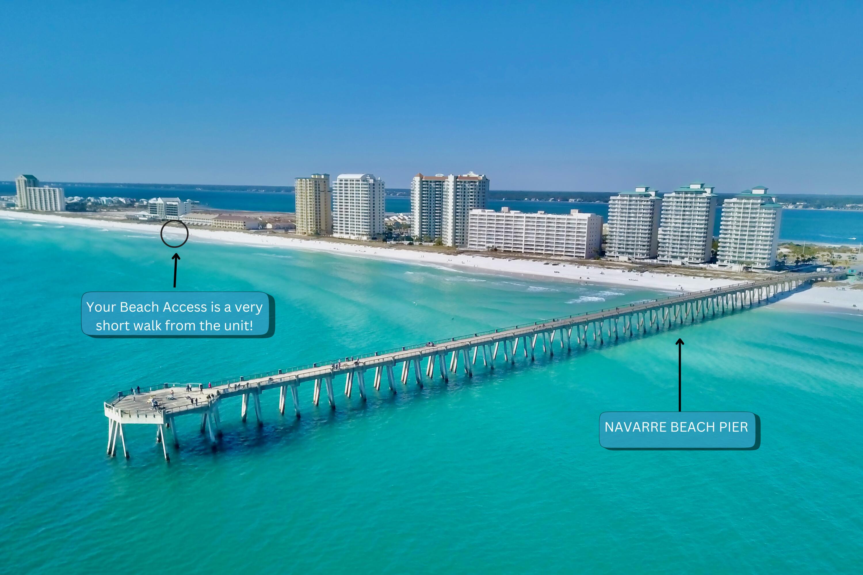 Live the Ultimate Beach Lifestyle! Where the best of Navarre Beach is right at your doorstep! This 1-bed, 2-bath condo with built-in hallway bunks offers unobstructed second-floor views of the Santa Rosa Sound and Gulf of Mexico, making every sunrise and sunset an experience to remember. Location is everything! With beach access just across the street, your toes will be in the sugar-white sand in minutes. Take a dip in the community pool, or explore the vibrant beach scene. Walk to local restaurants, the famous Navarre Beach Pier, and scenic walking and biking trails. There's always an ocean breeze, and the laid-back island lifestyle is second to none. Inside, the condo has fresh paint throughout and a new water heater, offering a clean slate for you to make it your own. Short-term rentals are allowed, making this an excellent investment, a vacation retreat, or your own personal escape to paradise. Whether you're seeking adventure, relaxation, or the perfect coastal getaway, this is your chance to own a piece of Florida's Most Relaxing Place. Don't waitschedule your showing today! 