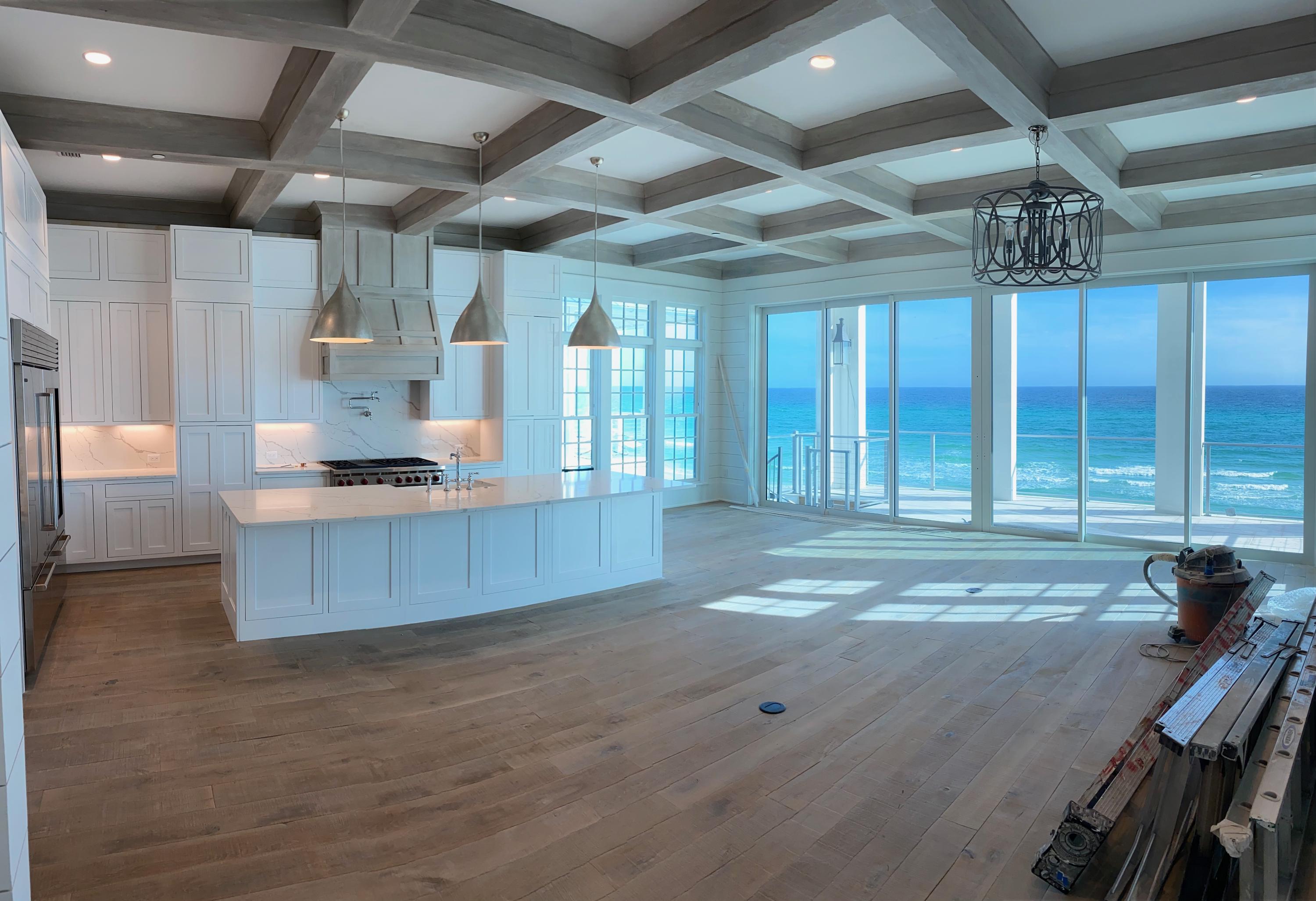 ACCEPTING BACKUP OFFERS. NEW GULF-FRONT CONSTRUCTION wrapping up and ready for Summer 2020! Available for preview now, this custom beach house is the only Gulf-front new construction available between Inlet Beach and Alys Beach. Luxurious single family home located in GATED Water's Edge neighborhood, directly adjacent to Rosemary Beach. Walk to Rosemary, Seacrest, and Alys Beach in minutes. Carefully constructed by Regal Stephens Construction, this concrete home, fortified with steel beams and concrete foundation sits on a high and dry dune 30 ft above sea level and 200 ft back from the mean high water line, safely in the X flood zone. Featuring breathtaking panoramic views from sunrise to sunset,