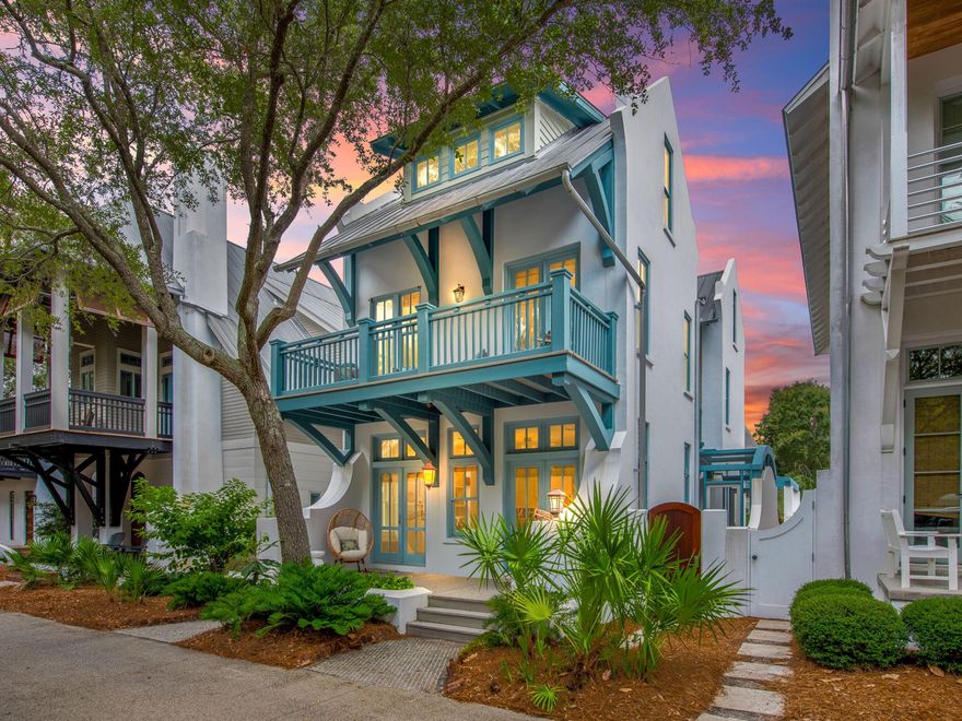 Ideally located just steps from Barrett Square and East Long Green Park, this beautifully updated three-story home on the north side of Rosemary Beach offers timeless coastal charm with modern designer touches. Featuring four bedrooms and four full bathrooms, the home has been meticulously maintained and has never been rented, making it a rare opportunity in exceptional condition. Thoughtful updates include custom lighting, designer furniture, accent walls with luxury wallpaper and fresh paint inside and out. On the first floor, you'll find a guest bedroom and full bath, along with a light-filled living and dining area. French doors off the living room open to a private courtyard featuring a tranquil water feature, extending the living space and creating a peaceful indoor-outdoor flow.

The second floor features the primary suite with a private balcony, a guest suite with en suite bath, and a peaceful sitting areaa perfect sanctuary for reading, relaxing, or meaningful conversation. This sitting area also opens to a covered balcony, offering yet another quiet spot to enjoy the Rosemary Beach lifestyle.

The third floor includes a third living area that leads into the fourth bedroom and full bath. This versatile space is currently arranged with three full beds, making it ideal as a bunk room, playroom, or private guest suite.

The courtyard terrace behind the home, thoughtfully added by the current owners, enhances both the functionality and charm of this outdoor living & parking area. Here you'll find the outdoor kitchen that's fully equipped with a grill, sink, and refrigerator, perfect for entertaining. Nearby, a dedicated outdoor storage closet provides convenient space for beach gear and essentials. 

With its prime location, thoughtful updates, and pristine condition, 114 Bourne Lane is a rare opportunity to own a turn-key home in the heart of Rosemary Beach