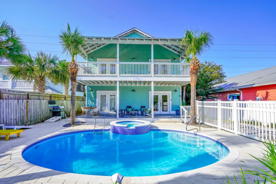 Live the ultimate coastal lifestyle nestled in the peaceful area of Crystal Beach. Whether you're looking for a full-time residence, vacation getaway or an investment property this one has it all. The residence boasts five well-appointed bedrooms and four bathrooms and is being sold fully furnished. Main residence offers 3 bedrooms and 3 baths while the front home (carriage house) offers 2 bedrooms and 1 full bath. Features include a private pool, a separate guest house, a versatile family or teen room and plenty of parking for hosting family and friends with NO HOA. This coastal retreat is turnkey and rental-ready, delivering $142K in 2024 and surpassing $92K through July 2025 to date. Conveniently located within a short walk to the beach, local restaurants and tons of shopping. See list of upgrades and updates in documents section. All bookings must convey.