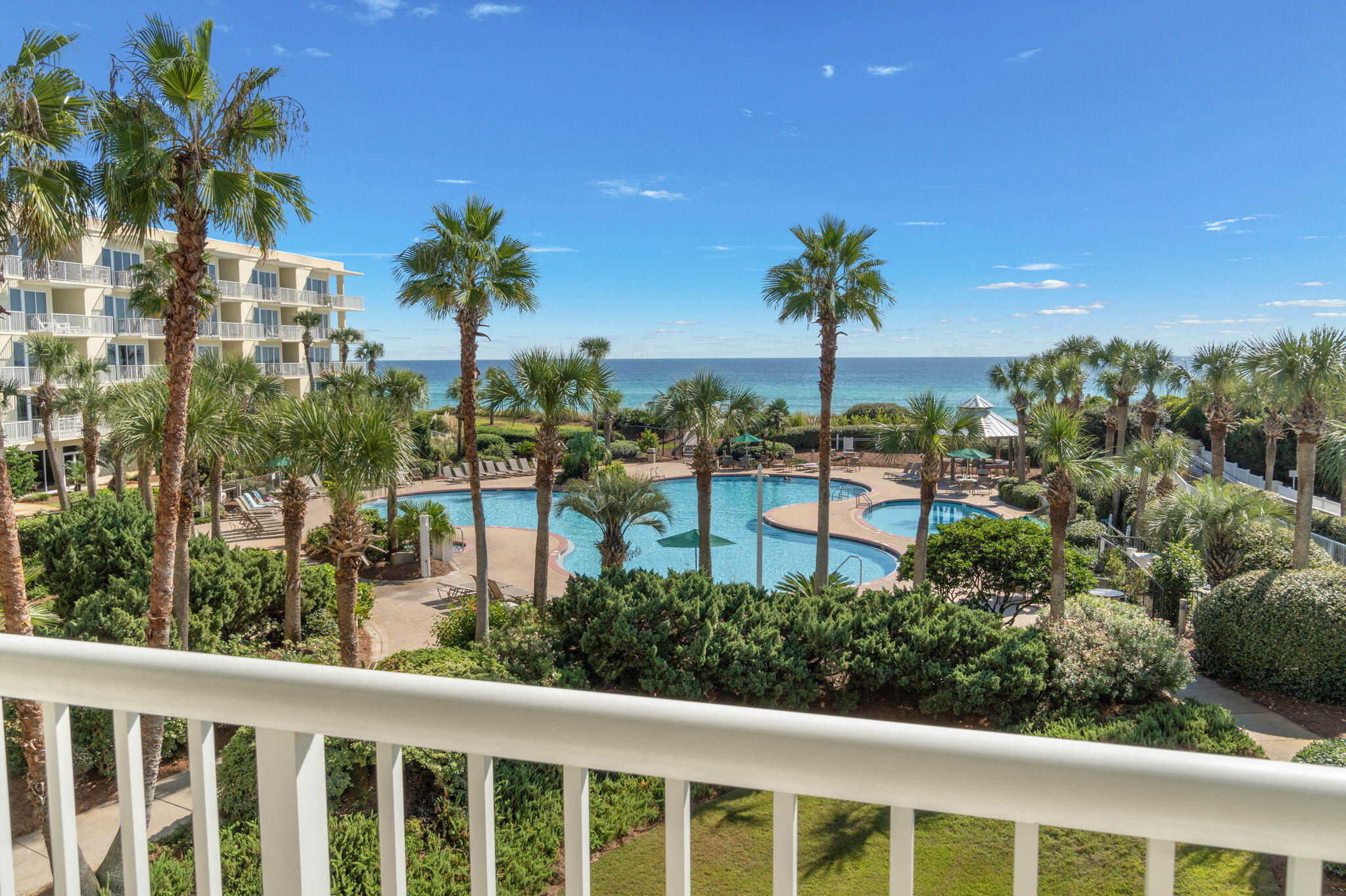 Super Nice 2BR/2BA beachfront condo with fantastic Gulf views & no roads to cross! The Crescent is an upscale condo complex located on the beach side of Scenic Gulf Drive. You'll have Fantastic Gulf Views from the balcony, living room, dining room, kitchen, & Master Suite! Unlike some of the other condos, you'll have full sun from morning to evening! 2nd floor, non-smoking condominium overlooking the 4500-square-foot lagoon pool, extra heated pool, hot tub, & the beautiful Gulf of Mexico! Master bedroom opens onto the balcony, too! Great views down Destin's West Beach! Updated with porcelain tile, granite, & a beachy decor! Nice workout facility, a meeting room, covered parking, extra, secured owner storage, & gated & private grounds! Buyer to verify all information.