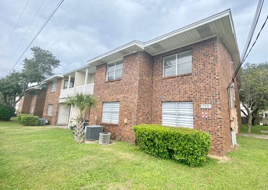 Beautifully remodeled 2nd floor condo, from top to bottom! Wood looking vinyl plank flooring throughout- no carpet! Open living/dining/kitchen combo. Kitchen has a pantry, breakfast bar, granite counter tops & stainless steel appliances. Split bedroom plan for extra privacy. Ceiling fans in all the rooms. Walk in closets in both bedrooms. Stackable washer/dryer conveys. All electric! Covered back balcony, great to relax on. Convenient to schools, shopping, dining & both bases. The complex offers cameras that record most of the common areas, pest control, a (seasonal) pool & laundry rm. PETS ALLOWED (UP TO 26 LBS MATURE WEIGHT) PER COA RULES. 4 month minimum for rentals. Unit in great condition, but selling as-is.