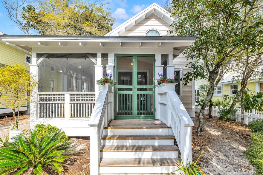 Take Five is the quintessential beach cottage, offering an envied location just four houses north of 30A and one block to Downtown's shops, restaurants, and amphitheater.  The west-end pool is a quick stroll away, and the beach is even closer!!First to greet you is a wrap-around porch furnished for your outdoor living and enjoyment. Savor that first cup of coffee at daybreak, dine alfresco throughout the day, or enjoy a peaceful winddown at day's end with your favorite beverage.  Once you've entered the home, the ever-popular great room is exactly that!  The combined living and dining room is large, topped with a vaulted ceiling, and adorned with plenty of windows.  The adjacent kitchen with dining bar-seating, is spacious and assures everyone is included in the fun.  Two guest