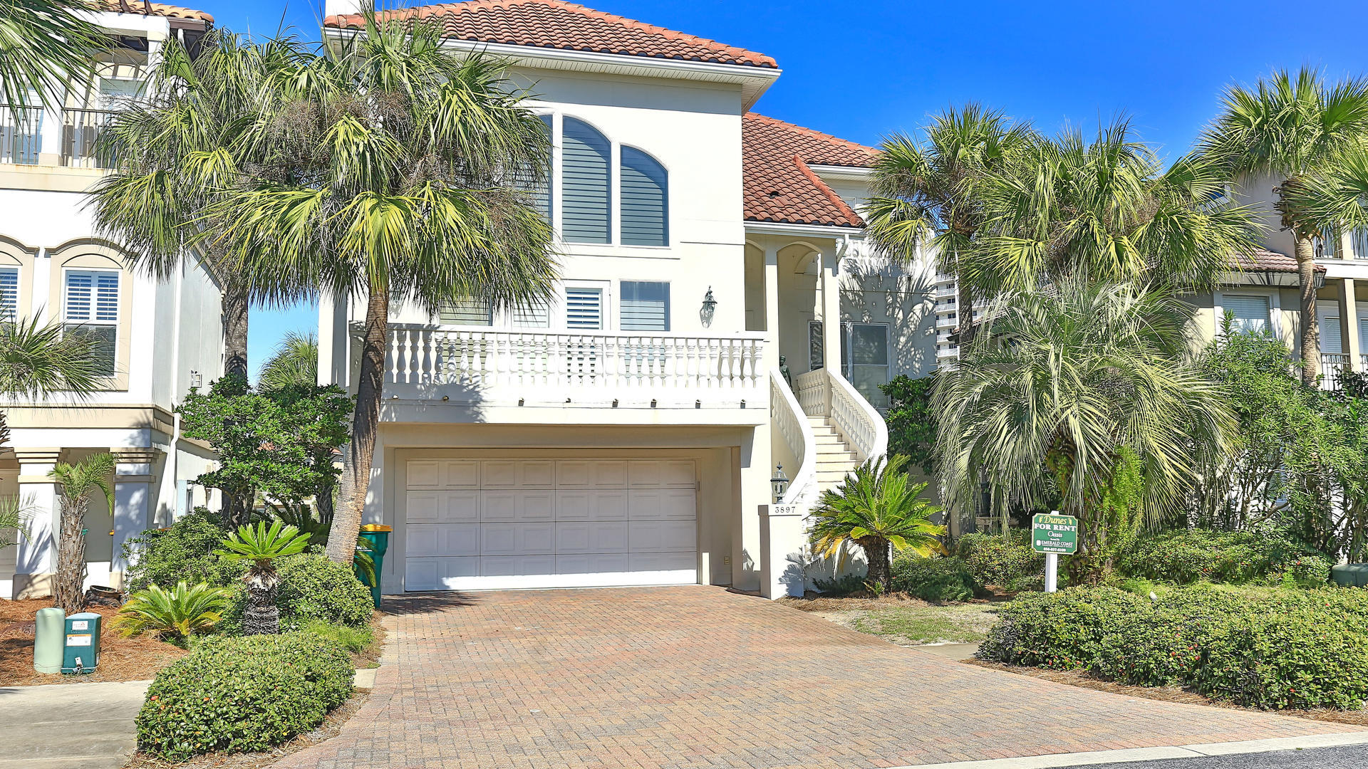 Custom built lakefront home with an elevator in the beautiful beach neighborhood of Dunes of Destin. Sharing views of the lake and gulf; this home serves as the ultimate beach house, with deeded beach access and private community pool just steps away from your front door. The Great Room with soaring ceilings enjoys a gas fireplace and a wall of southern windows allow the sun to saturate the room in natural light.Living areas are found on each of the three floors, providing ample places for lounging. The Master Bedroom suite with a Queen Bed is located on the Main Level (2nd Floor) along with the Kitchen, Dining Area, Foyer, and Great Room with a 2 balconies.