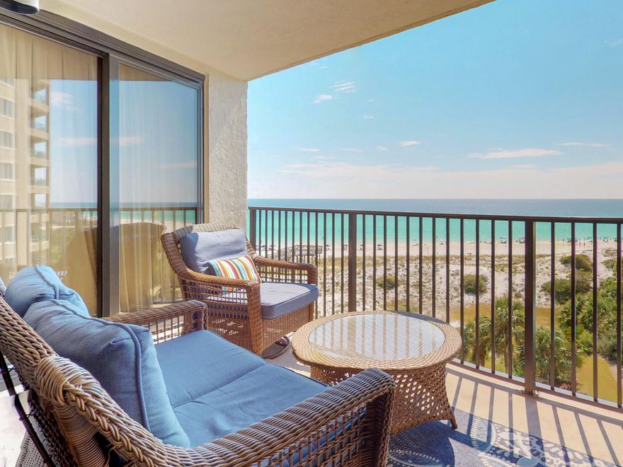 Beautiful beach views await you when you step into this lovely 2 bedroom in Beachside One. The living area is very open and the minute you step inside the front door you see the aqua waters of the gulf of Mexico. You are immediately drawn to the big balcony and the calming sound of the sound gulf of Mexico and the beautiful white sand.The kitchen has been beautifully updated with stainless appliances and granite counter tops. The bathrooms have also been updated with glass showers and new vanities with granite counter tops.Please call for showings as it is a rental property.