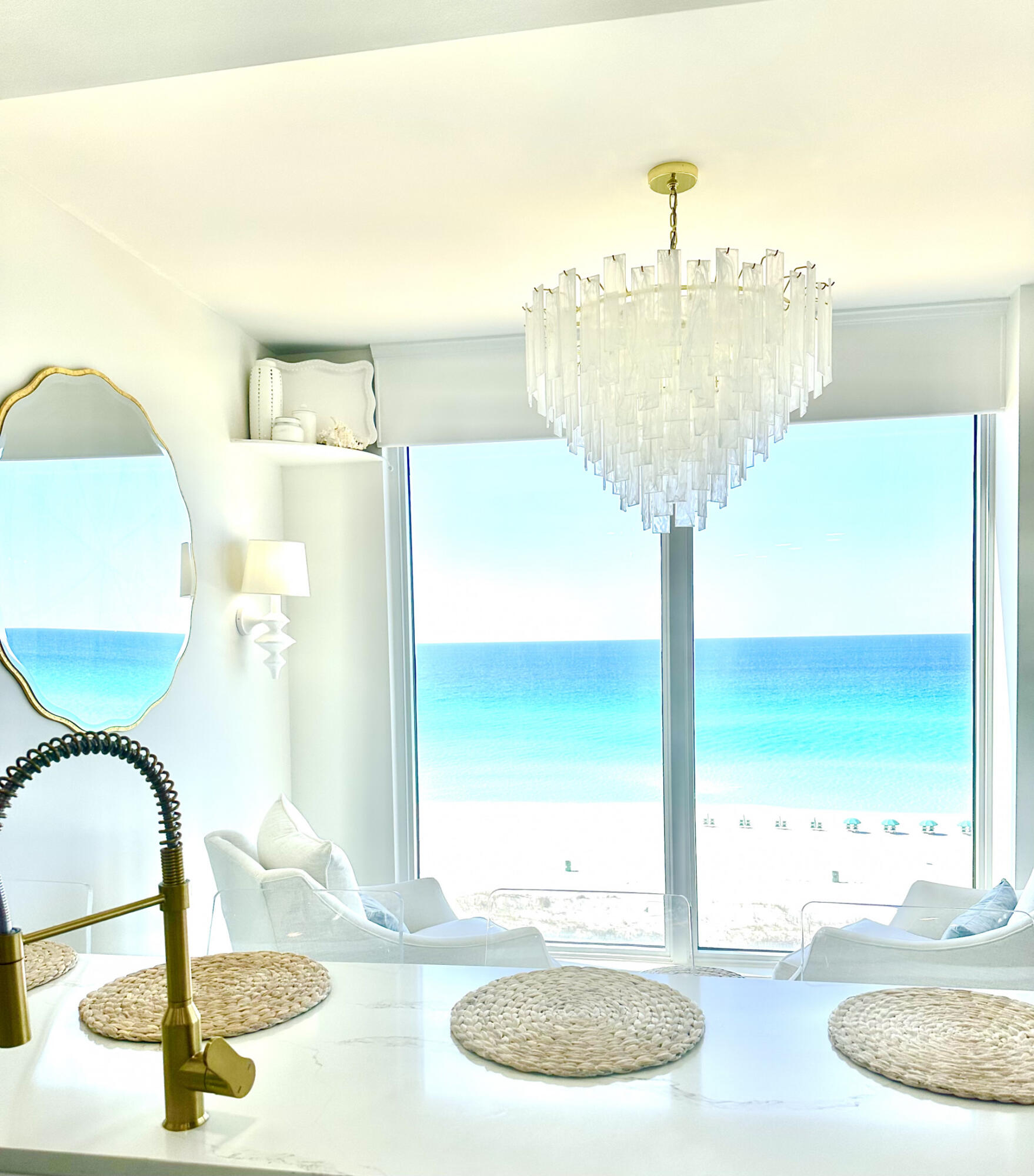 Luxurious, 3BR, 3BA 7th floor St. Thomas condo on the Emerald Coast with 2100+ sq ft living, 300+ sq ft terrace. Private Silver Shells beach access, breathtaking Gulf of Mexico views. Exclusive non-rental building. Remodeled 2023. Fully furnished. Access to resort pool, tennis courts, pickleball courts, state-of-the-art gym. Upgrades list: new kitchen, white Cafe appliances, double oven, nugget ice maker, new paint, shaker cabinets, built-in queen over queen bunk beds, wet bar conversion, luxurious master bath, smart toilets with heated seats, quartz countertops, washer/dryer, additional fridge/freezer, new designer furniture, remote-controlled roller shades, designer light fixtures, HD TV wall-mounted TVs. Fully Furnished.
