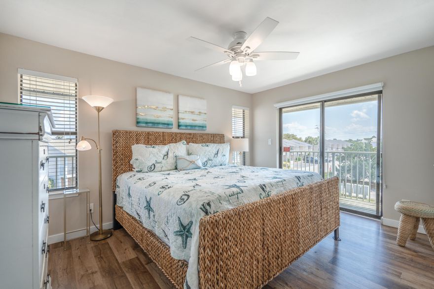 Experience coastal living with this beautifully renovated condo, perfectly situated in the heart of Miramar Beach. This property offers the best of beachside living, just a short stroll from the stunning emerald waters of the Gulf. There is even a peek of the Gulf from the top floor.Step inside to discover a spacious and inviting living area on the first floor, designed with an open-concept layout that's ideal for both relaxation and entertaining. The large updated kitchen with a walk in pantry, features sleek quartz countertops, providing the perfect backdrop for your culinary creations, while a convenient half bath and ample storage closets add to the home's functionality. Seller is offering buyer concession with acceptable offer. Upstairs, you'll find two luxurious primary suites, each offering a peaceful retreat for rest and rejuvenation. With laundry facilities conveniently located on this level, daily chores are effortlessly handled, making this condo as practical as it is stylish