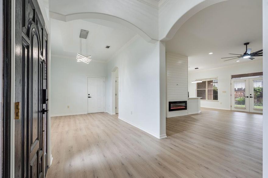 PRICE IMPROVEMENT!! Deeded private beach! Short term rentals allowed! Golf carts allowed! Don't miss this impeccably remodeled, open concept floor plan that reigns far above the rest. The home is complete with soaring ceilings, electric fireplace, luxury cabinetry, quartz countertops and matching stainless steel appliances.  The timeless master bath is complete with stylish black and white fixtures, double vanity, seamless shower, and free standing soaker tub. Located within the center of Avalon Estates, perfectly positioned on a non thru street, appointed on a corner lot, minutes from the community pool, and only a short golf cart ride to the 534 ft of private beach, and the world famous Pompano Joe's. Enjoy your evenings on your covered patio surrounded by lush tropical landscaping. Short term rentals and golf carts are allowed. Avalon Estates is a quiet low traffic neighborhood with no thru traffic to Hwy 98. This is a home you do not want to miss. Roof was replaced April 2023.