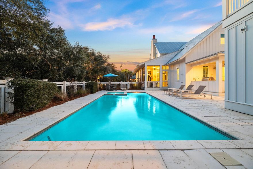 Welcome to 44 Seacrest Drive where coastal luxury meets southern charm. Ready for immediate enjoyment, this beautifully built home also presents a lucrative investment opportunity with rental projections at $286,895 annually. This residence offers both convenience and tranquility being just a 2 minute walk from the sand. Located in a neighborhood with no HOA costs, this investment property is able to run at peak performance with net income projections at $184,124 annually. Step inside to discover a meticulously curated interior where the dream kitchen showcases inset cabinetry along with Wolf & Sub-Zero appliances. Boasting quartz countertops, the large island is the perfect gathering space in the kitchen. The living room has been exquisitely designed with a gas fireplace & opulent furnishings. The screened-in porch features comfortables spaces for outdoor dining & lounging. Overlooking the pool, the outdoor kitchen has been fully equipped with a gas grill, refrigerator & sink. The backyard is an absolute oasis with its 34x16 heated private pool, bubbling spa & artificial turf yard. The charming home features six bedrooms, each offering a tranquil retreat at the end of the day. The main house offers living spaces on the first and second levels. The carriage house has been superbly designed with a full kitchen, roomy living/dining areas & long porch overlooking the pool. As an added bonus, the property has a 2 car garage along with a 140ft driveway. The property can easily accommodate up to 14 total guests. 44 Seacrest Drive has been diligently crafted to provide an unparalleled 30A experience. Tour this property today!