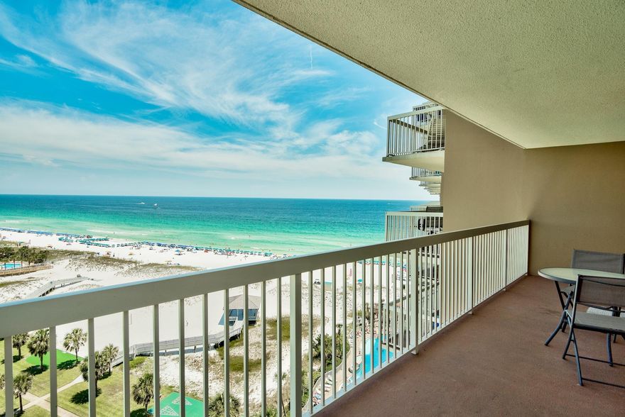 Incredible Gulf and city views offered from this recently updated, fully furnished, 14th floor end unit at Pelican Beach Resort. Projected rental income is approx. $48,344 a year! Recent renovations include all new stainless steel stove, dishwasher, and microwave, freshly painted, and a brand new custom master shower. Other updates to the include granite counters, Moen fixtures and Baldwin locks, and custom kitchen cabinetry. The couch is a comfortable pullout so the unit easily sleeps 6 people. The views from this 14th floor unit are stunning. The large balcony overlooks the beach, the pool, the city of Destin, and you can watch all of the fun at Big Kahuna's Waterpark as well! Pelican Beach is one of Destin's most popular and strongest rental building as it's amenities include gated