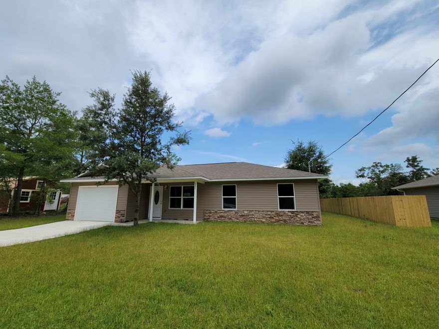 New home under construction! This 1355 sq. ft. heated and cool with total square footage of 1673 sq. ft. The floor plan is attached under PHOTOS. This will be a 3 bedrooms, 2 bath home, with  a single car garage estimated completion date June 30, 2022. Seller is contributing a credit of $7,500 towards title insurance and title closing fees, doc. stamps on the deed and to be used for any other required closing costs. You may qualify for 100% financing (IF YOU QUALIFY FOR RURAL DEVELOPMENT LOAN OR VA LOAN)  or a LOW DOWN PAYMENT WITH A FHA OR CONVENTIONAL LOAN. Great Location! See description of materials under 'document' tab above.