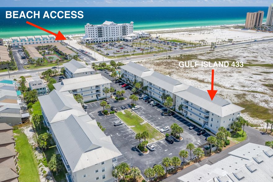 GULF AND SANTA ROSA SOUND WATERVIEWS From this 1 BED/2 FULL BATH/2 Bunk Beds CONDO Just Across the Street from Gulf of Mexico Beach Access! Don't Miss This Great Opportunity to own a Top Floor Unit with Incredible Views! Currently the Only Condo for Sale in this Complex and Won't Last Long! This Well Maintained unit is a blank Palette to create the Perfect Vacation Getaway or Secondary Home. Mostly Tiled throughout with Open Living, Kitchen and Dining and Balcony for great entertainment or relaxation coupled with Tremendous Views of the Gulf of Mexico and the Sound. Potential to sleep 6 with Bunks, plus full bath for extra guests, and Washer & Dryer. The Kitchen comes with a Breakfast Bar & all Appliances. Master Bedroom is spacious with Large Closet, Full Bathroom and Views of the Sound! Gulf Island Condominiums has relatively low Association Dues, a Beautiful Community Pool and is located right across the street from the Incredibly Beautiful White Sand and Emerald Waters of the Gulf of Mexico. The Pool has showers, restrooms, lounge chairs, tables and lush landscaping.  Gulf Island Condos is close proximity to the 
Navarre Bridge for easy access on and off the island, as well as close proximity to Navarre's Fishing Pier, the longest in Florida.  

Navarre Beach is bordered by the Gulf Islands National Seashore, landscaped with miles and miles of white sandy beaches and aquamarine waters, as well as parks, biking, and hiking. As one of the last areas with the "Old Florida" appeal, Navarre Beach has been coined "Florida's Most Relaxing Place."