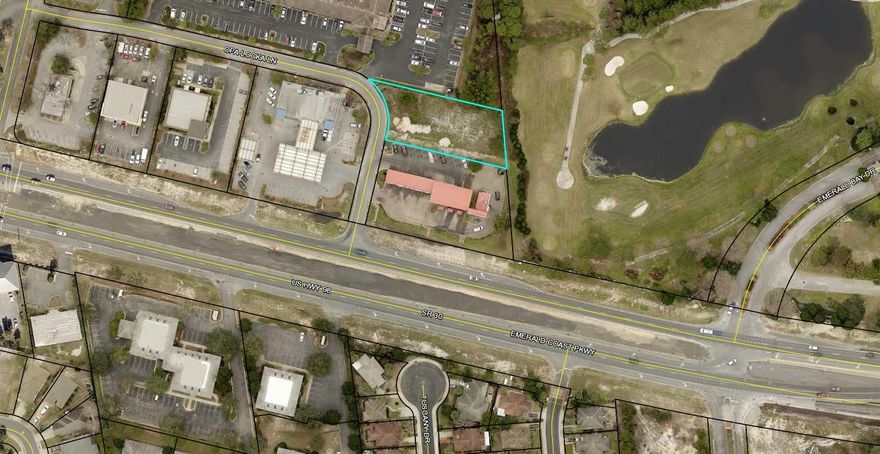 This commercial parcel has a current Development Order for a two story 5,365 sf office building. Zoning is business tourism and future land use is Mixed Use 1. With its close proximity to and its extremely good visibility from 98, this property would be a great investment for any commercial business wanting to locate here. The east side of the property borders the Emerald Lakes subdivision which would allow an excellent view of the Emerald Bay golf course.