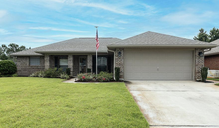 3 Bedroom/2 Bathroom home with a dining room and office in Navarre. This is a well-kept home in a desirable location with no HOA and no thru traffic. When you enter, you'll notice the pride the owner takes in this 1-owner home. From the large, cathedral ceiling living room to the granite countertop kitchen, you'll have plenty of space to entertain and relax.  On the left side of the home, you'll find the expansive master bedroom and double vanity en-suite. On the right side of the home, you'll find the additional two bedrooms and bathroom. The backyard has a custom paver patio with pergola, while the garage has had the floor epoxied and built in cabinetry!