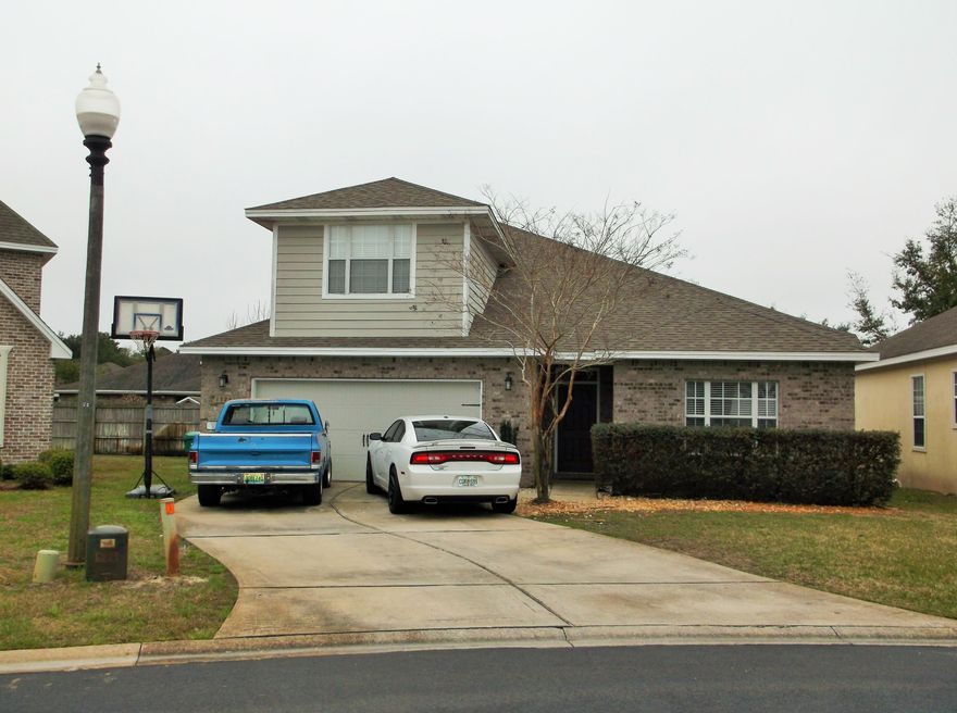Built in 2012, features open floor plan downstairs w/9ft ceilings. Granite Countertops in kitchen and tiled floors, stainless steel appliances, pantry. Trey ceiling in dining room. Master Bedroom on 1st floor, cultured marble garden tube, marble surround separate shower & marble double vanity with tile floors in Master Bath. 2nd floor has 3 bedrooms and additional bonus room. Bonus Rm would make good family rm or tv room for kids. 1 bedroom on 2nd floor is big enough for 2 people. Exterior siding is majority brick with the rest hardboard. HOA fee includes yard cutting. Appointment needed to show SEE AGENT NOTES