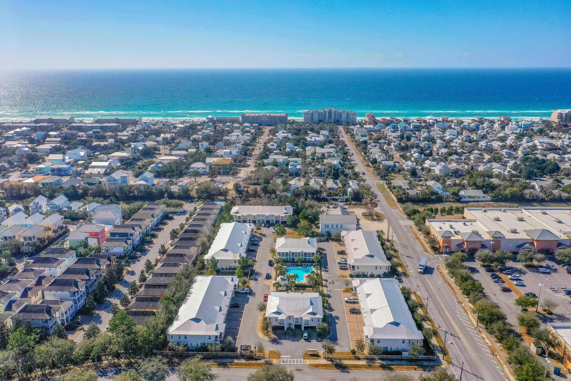 Close to 5 BEACH ACCESS points!! If you're looking for the perfect primary beach retreat or investment property you won't want to miss the opportunity to own this little slice of heaven in Crystal Beach! Nestled in the heart of Destin, this resort style townhome is directly south of Destin Commons shopping and events, Whole Foods, a movie theater, bowling alley, and tons of mouthwatering dining options! Looking for more? It's also close to Big Kahuna Water Park and the Destin Harbor Boardwalk for more entertainment, restaurants, and more shopping!This 3-bedroom, 3 bath, 1661 sq ft townhome is perfect for entertaining family, friends, or vacation guests. The bright and airy property is tastefully themed with modern coastal colors, and an open concept main living area.