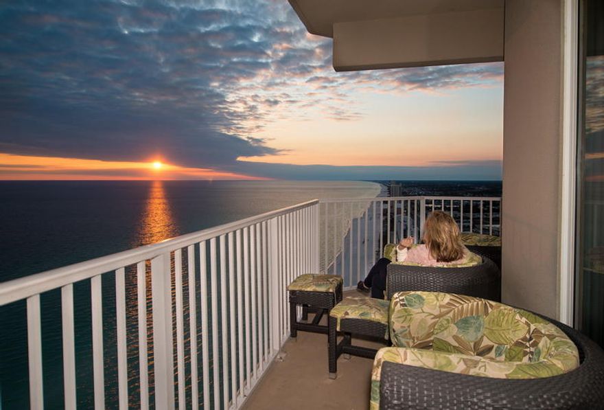 Gorgeous views and soothing sunsets from this fully furnished Penthouse level condo. From the moment you enter,the feel of this condo is more like a home with 2248 sq ft. Three bedrooms 3 baths and a spacious bunk room,separate laundry room and 2 owners closets. HGTV's Interior Designer, Jonathan Pierce (Nashville Lifestyle) was the designer on this fabulous west end unit with wrap around balcony. This unit also conveys with 2 Storage units, side by side located on the 12th floor. Tidewater is situated on 636 feet of beautiful sugar white beach, 2 lagoon pools, fitness center, Sky View Owners Lounge on 31st floor also an indoor pool, game room and Movie Theater and so much more. Located .08 miles from Pier Park, 11 miles from International Airport, and short distance to 30A East Corridor.