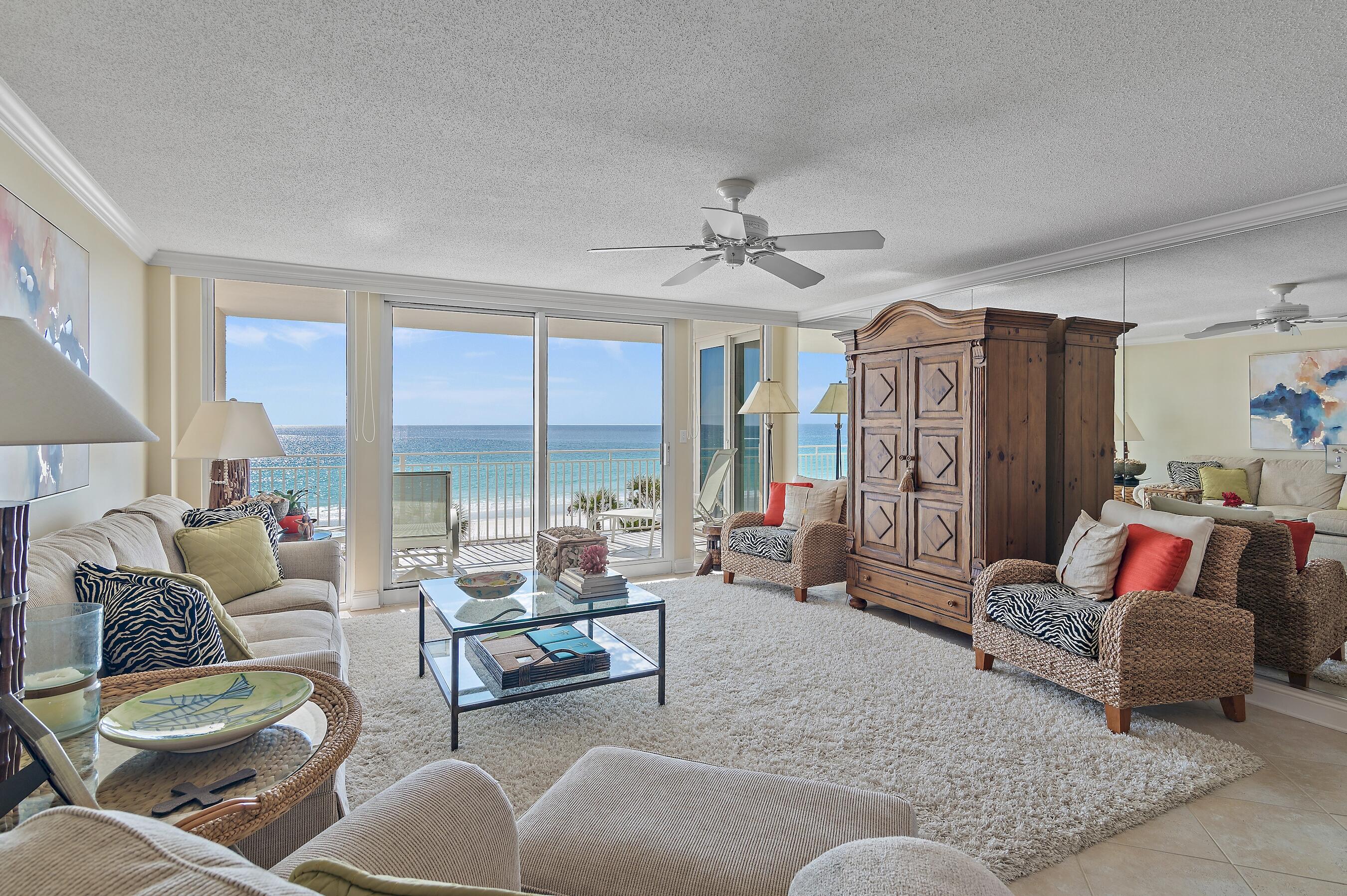 Discover the ultimate beachfront retreat at stunning Gulfshore Condo, nestled in the prestigious community of Holiday Isle. With 240 feet of pristine Gulf-frontage, Gulfshore Condo is one of the most exclusive non-rental buildings in Destin. This well maintained unit has an open floor plan with tile floors, new AC unit, new hot water heater, granite counter tops, GE Profile and Bosch appliances, coastal furnishings, blackout shades, rollout screens, and exquisite art. Gulfshore Condo provides owners with a rare one car space in an inclosed garage. The property has a beautiful swimming pool, community room with subzero, and assigned owners storage. Holiday Isle's central location to the Destin harbor makes it easy to enjoy all the fine dining and shopping Destin has to offer.