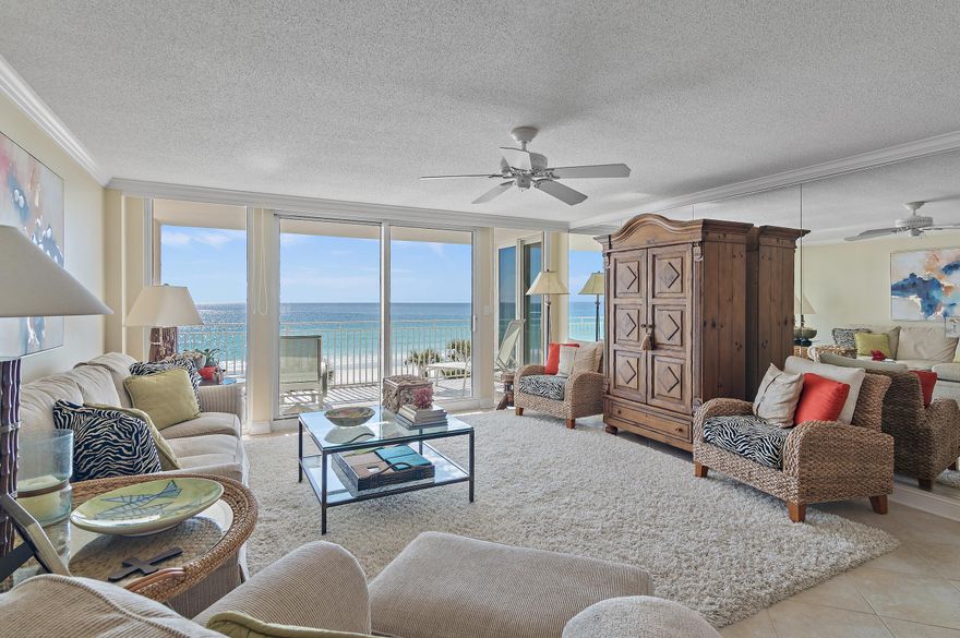 Discover the ultimate beachfront retreat at stunning Gulfshore Condo, nestled in the prestigious community of Holiday Isle. With 240 feet of pristine Gulf-frontage, Gulfshore Condo is one of the most exclusive non-rental buildings in Destin. This well maintained unit has an open floor plan with tile floors, new AC unit, new hot water heater, granite counter tops, GE Profile and Bosch appliances, coastal furnishings, blackout shades, rollout screens, and exquisite art. Gulfshore Condo provides owners with a rare one car space in an inclosed garage. The property has a beautiful swimming pool, community room with subzero, and assigned owners storage. Holiday Isle's central location to the Destin harbor makes it easy to enjoy all the fine dining and shopping Destin has to offer.