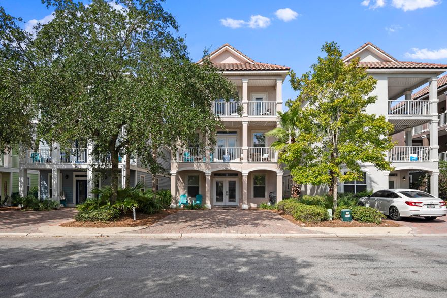 Discover, ''Sandy Cheeks'' a three story beach retreat tucked away behind the gates of Villages of Crystal Beach. This rental machine is the ideal investment opportunity with over $80,000 in gross rental income so far for 2021. Ideally located in the heart of Destin, this home is perfect for entertaining groups and features six bedrooms, three-and-a-half bathrooms and two separate living spaces. Features include brand new built-in bunks in one of the bedrooms, crown molding, granite kitchen countertops, stainless steel appliances, two covered decks, a wet bar in the upstairs living room,and tasteful coastal decor throughout the home. Sandy Cheeks is conveniently located just around the corner from the immaculate resort style community pool and is just a few blocks away from the Gulf of