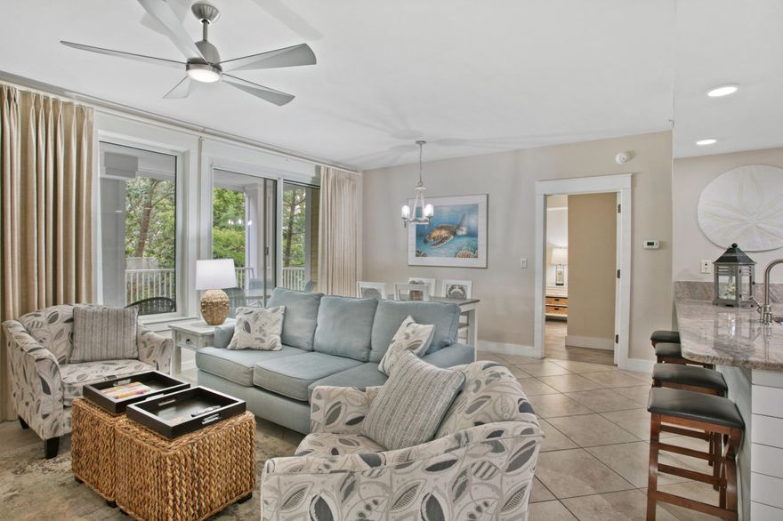 Coastal short-term rental condo nestled within the gates of Sandestin Golf and Beach Resort. This opulent retreat combines coastal charm with modern elegance, providing an idyllic vacation getaway. Step inside the tastefully decorated living space, adorned with coastal hues & an abundance of natural light. The open-concept design seamlessly connects the living, dining, &  kitchen areas, creating a welcoming ambiance for socializing or unwinding after a day of adventure along the beautiful Emerald Coast's white sugar sand beaches. This ''lock out'' condo allows you to maximize rentals by renting as a studio, 1 bedroom or 2 bedroom.  Pilot House is adjacent to the pedestrian Village of Baytowne Wharf, full of shops ...