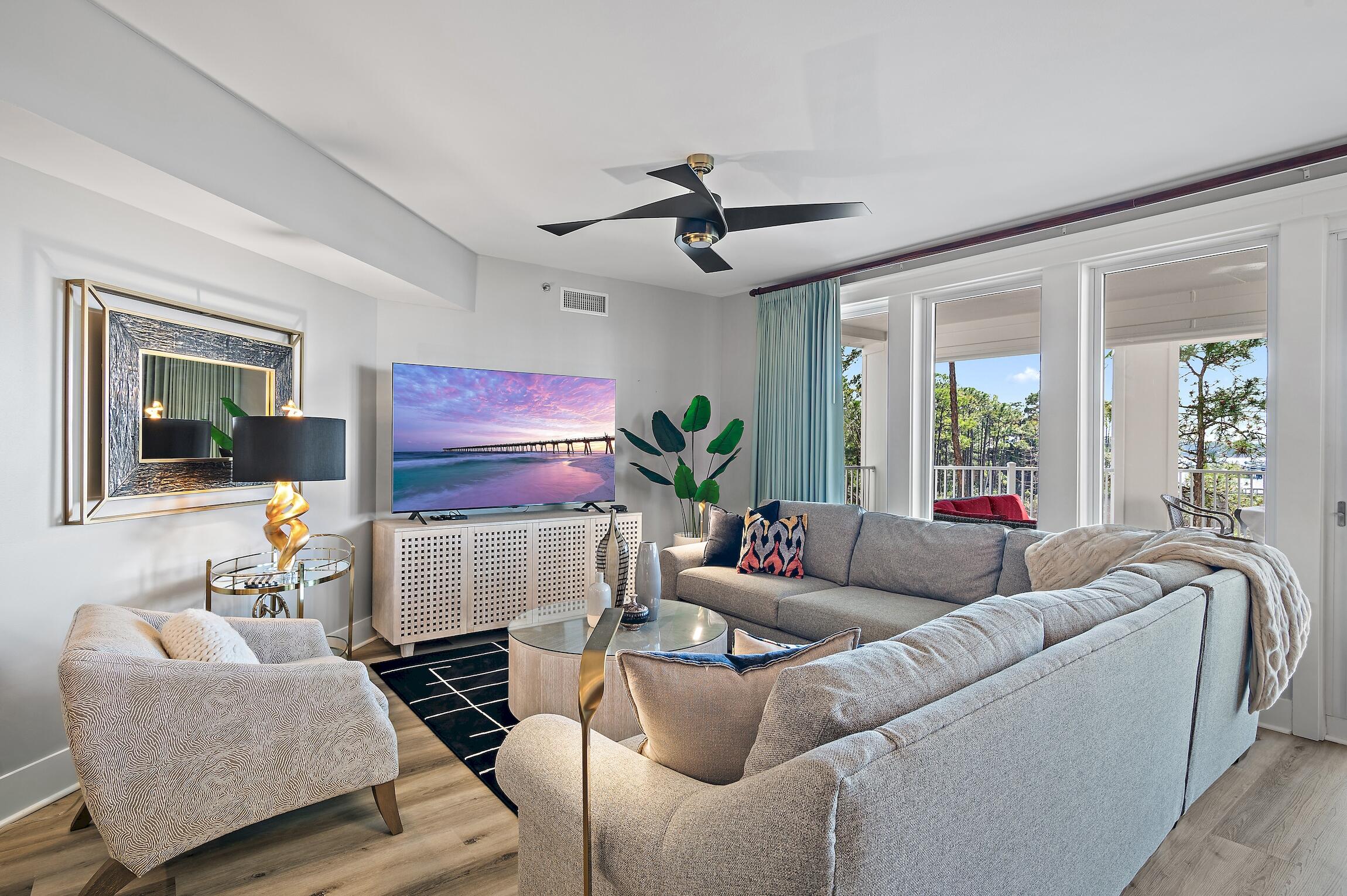 Amazing water and marina views abound from the oversized circular balcony and this beautifully remodeled Baytowne Wharf home. With designer features and finishes throughout, Lasata 3212 exudes luxury and has not had the wear-and-tear of a rental. Rental projections: $70K-$75K! Plenty of space for family and friends. All 3 bedrooms feature king beds - one a new Sleep Number bed! Each bedroom provides a water/marina view! Two master bathrooms, each with separate showers, soaking tubs, dual vanities with new Quartz counters, and new lighting and fixtures. The upgrades continue in the beautifully appointed kitchen with new appliances and Quartz counter and in the laundry room with new washer/dryer. Enjoy the resort life in the Village of Baytowne