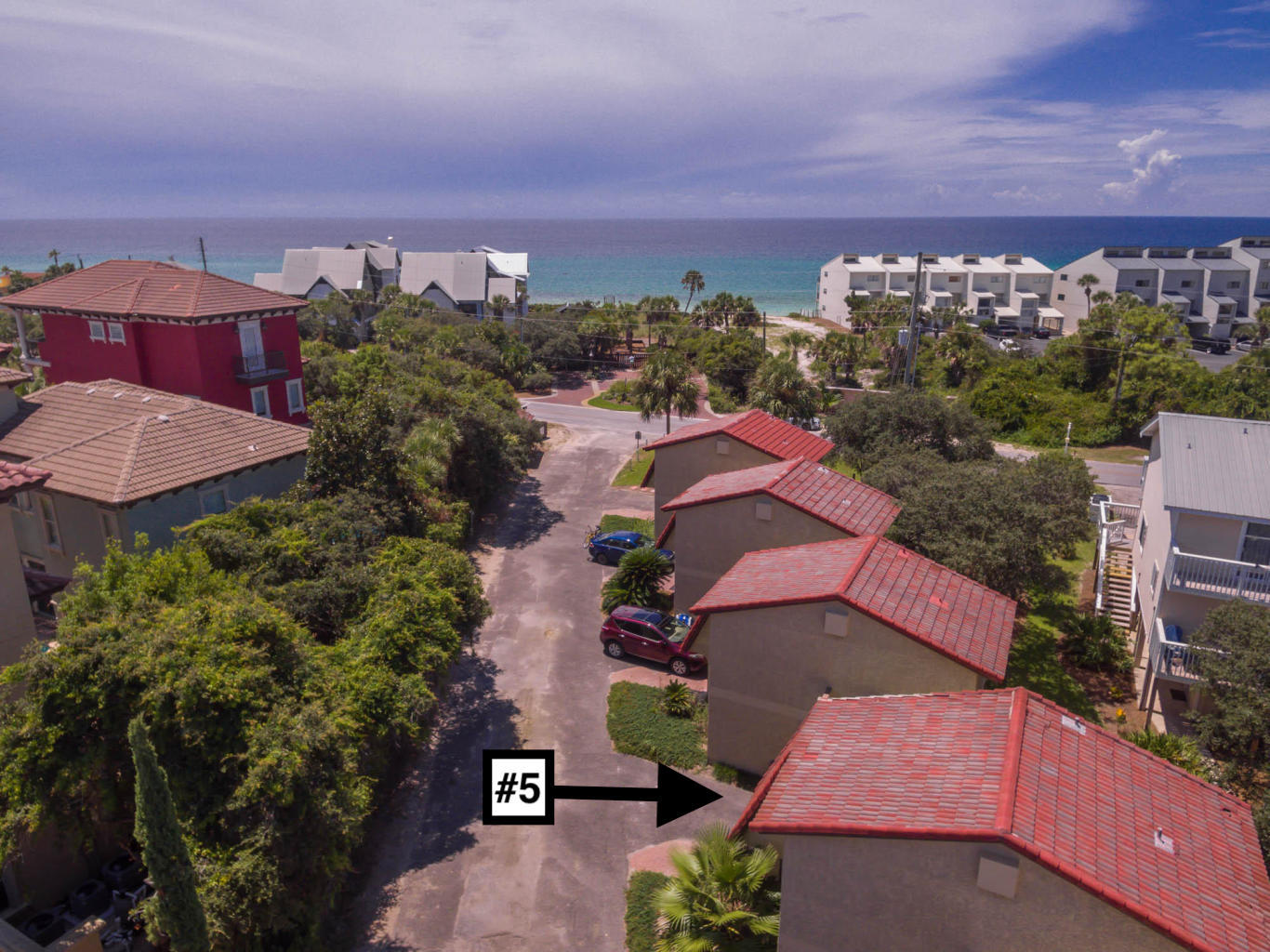 Here is your opportunity to own a great rental unit that serves as your 2nd home whenever you want to come stay south of the very popular 30A and escape to the quiet beach town of Blue Mountain Beach. Just a short walk to a full facility public beach access, local eateries and fun boutiques, this brilliantly renovated unit is ideal. The complete and recent renovation includes: granite counters in the kitchen & master bath, stainless steel kitchen appliances, new vanities, toilets, sinks and showers in the bathrooms, hardwood floors on the steps, hallway and in the master bedroom, extensive trim package throughout, all new interior two-panel doors and hardware, custom built closets and shelving, built-in office area in master bedroom,