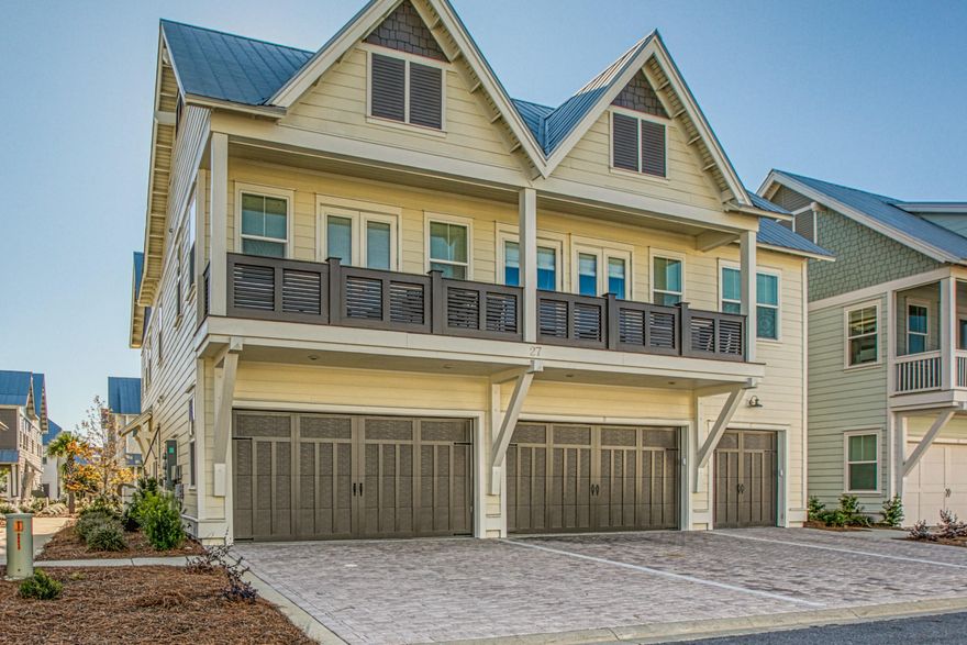 Offered Fully Furnished with a SIX Seat Golf Cart! Enjoy the luxury of buying a turn-key townhome next to Beach access & The Hub! Strong rental potential of $50,000 plus per year! This townhome showcases custom finishes and upgrades from the moment you enter. Features include 10ft ceilings, 8ft doors, custom woodwork, professional designed lighting, window treatments.