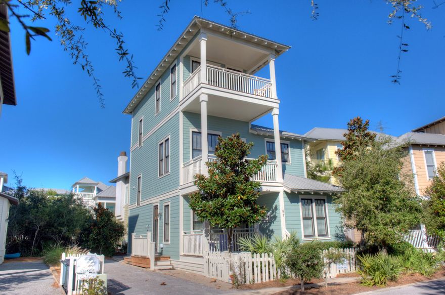 This inviting beach retreat, ''Five O'clock Somewhere'', along desirable 30-A, is all about easy living and casual entertaining. First and second floor offers separate gathering spaces for large families and house parties. Separate quiet master suite on third floor with private deck. Attention to fine detail of interior decor includes Kohler vessel sinks and bath fixtures, Restoration Hardware & Pottery Barn hardware and lighting , Walker Zanger tile, custom cabinets with built-in window seat with great storage as well as hardwood floors throughout. Recently painted in 2014, solid doors throughout, irrigation system and wired for surround sound.