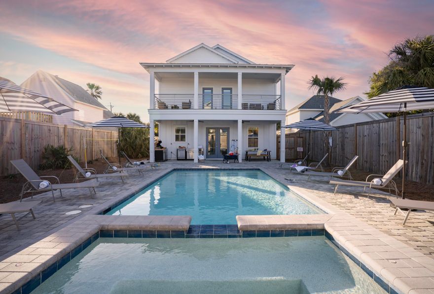 Investors Dream! Long term Lease in place of $12,625 per month that covers your mortgage, taxes, insurance. All other expenses paid by tenant!Oh AND they allow you 3 weeks per year to enjoy it!!This 8 Bedroom 9 Bathroom home is is ideally located just a short walk or golf cart ride to Shirah public beach access and close to great coastal restaurants, a world class spa, premium shopping, fun entertainment, and beautiful Henderson Beach State Park. This home provides the perfect setup for outdoor entertaining with an oversized saltwater pool, cascading waterfall hot tub, large pool deck, outdoor kitchen & grilling area, and expansive balconies. Boasting 4,140 sq ft, this home features 6 king master suites and two custom bunk rooms all with private en suite baths.