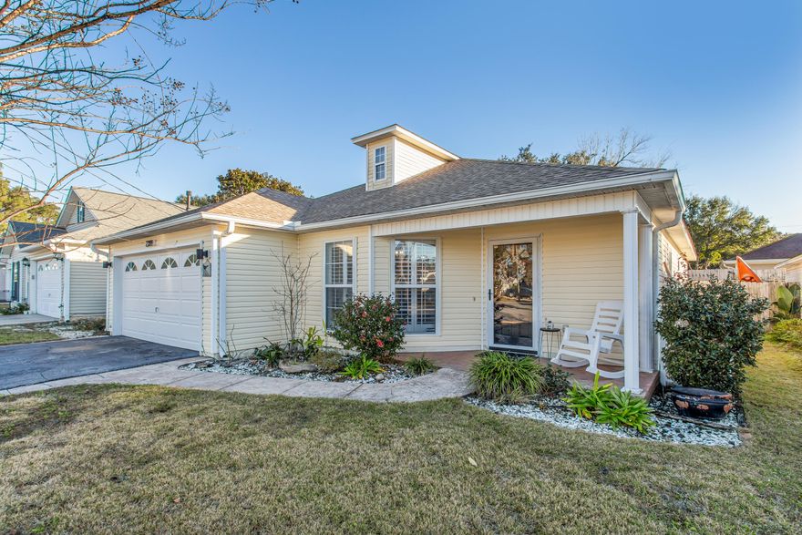 Great Location with lots of upgrades! Spacious living area with high ceilings, new LPV flooring (2021) plumbed for gas stove or fireplace, sliding glass doors that lead out to a private newly fenced in yard and new (2020) covered patio with gutter downspout and ceiling fan.  Light and bright kitchen overlooks the living area with high ceilings, upgraded appliances, pantry and breakfast bar.
In 2021, completely remodeled guest bathroom with new floors, vanity, lighting, and resurfaced shower/bath, and added new fixtures. Split bedroom floorplan allows additional privacy from the children or guests. 
 In 2023, Master Bath remodeled, with new floors, vanity fixtures, mirrors, lighting, fan, shower and all new plumbing. Two additional bedrooms and a full bath complete this perfect package Hot water heater replaced 2022, New Roof 2017 and HVAC replaced 2016.  NO HOA FEES and NO FLOOD INSURANCE REQUIRED.
Super convenient for shopping, medical care, schools and bases. 
A must see!