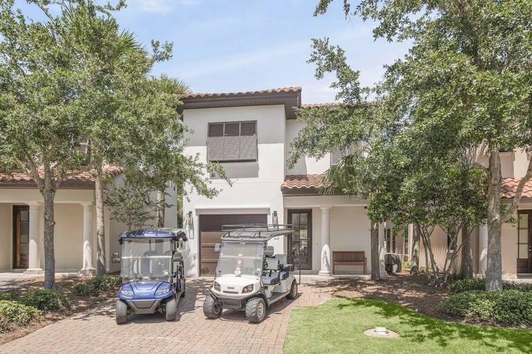 LOCATION LOCATION LOCATION!!! TOTALLY RENOVATED 4 BEDROOM 4 BATH HOUSE WITH GARAGE ON THE GOLF COURSE AT VILLA LAGO AT SANDESTIN GOLF & BEACH RESORT. HOME HAS NEW FURNISHINGS, 2 6 SEATER GOLF CARTS CONVEY. CONVENIENTLY LOCATED ACROSS FROM THE COMMUNITY POOL & CLUBHOUSE.Kitchen has White Quartz Counter tops and Stainless Appliances.Located in Walking distance to The Village of Baytowne Wharf for Restaurants, Shopping, Night Life, Marina and Tennis Center.Strong Rental Income Property.Home Sold Turn Key with All Furnishings and Golf Carts.2 BALCONYS, one on 1st Floor and 1 on 2nd Floor off Main Bedroom.SNOWBIRD IN HOUSE UNTIL 3/1/25